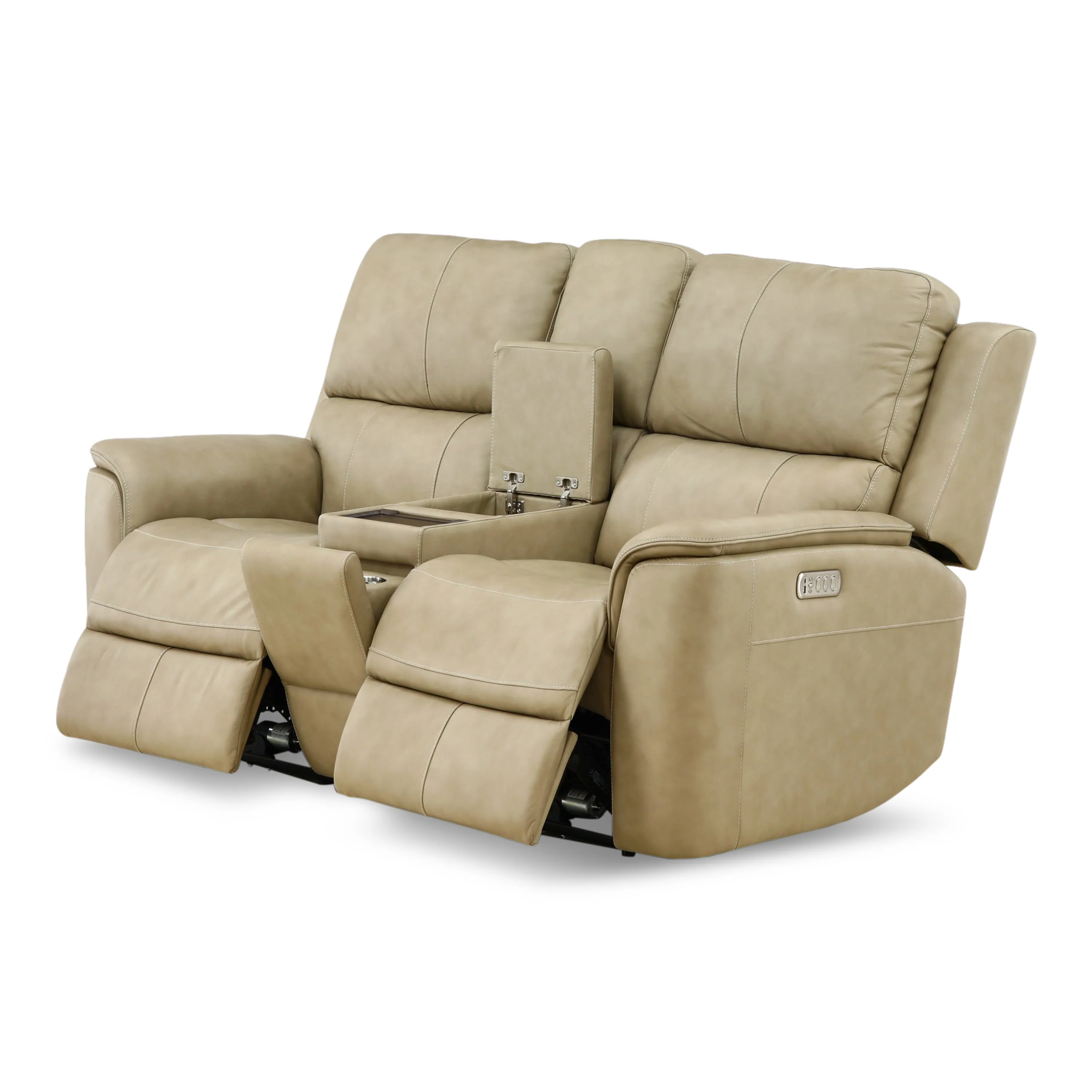 Flexsteel Karson Leather Power Reclining Console Loveseat - Image 47