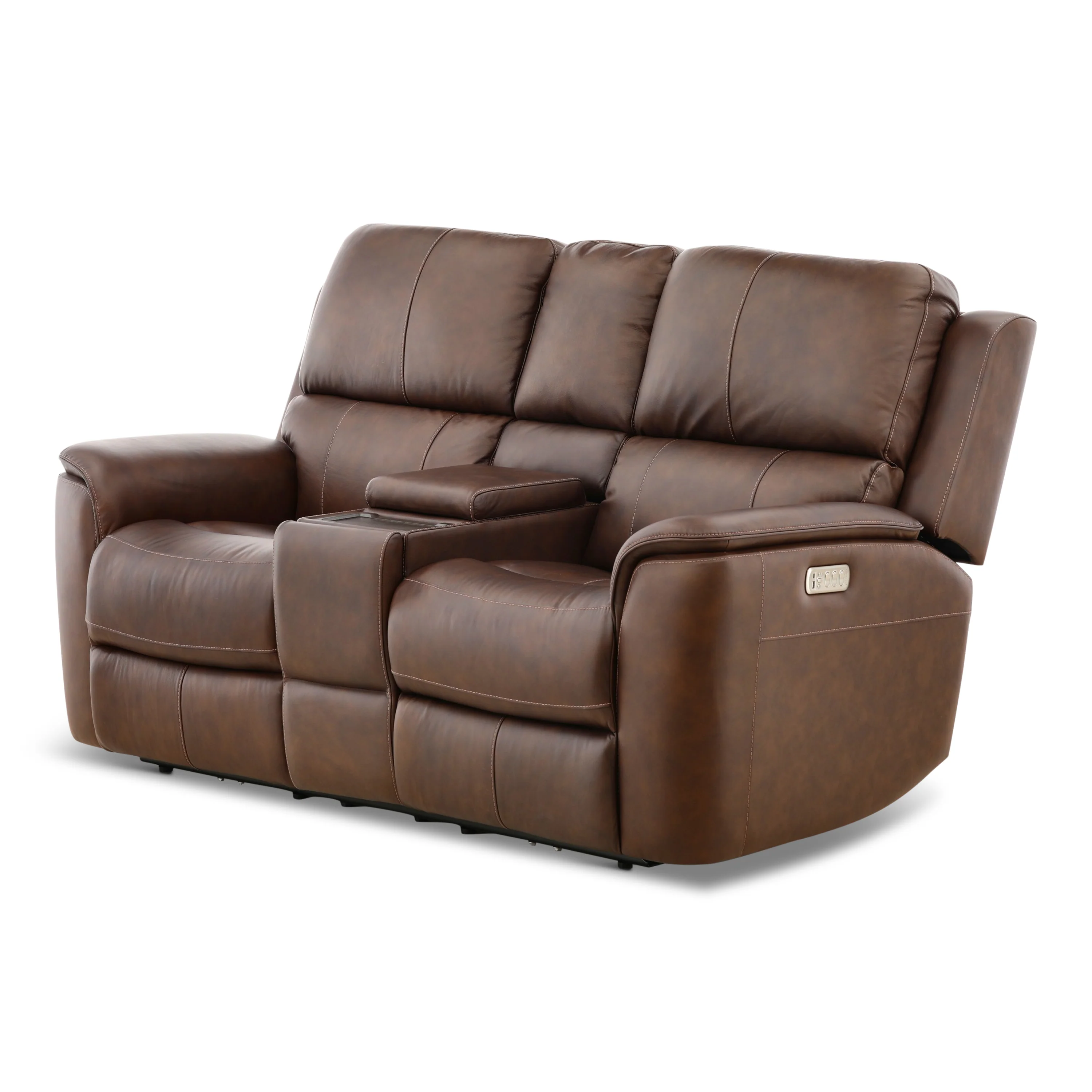 Flexsteel Karson Leather Power Reclining Console Loveseat - Image 6
