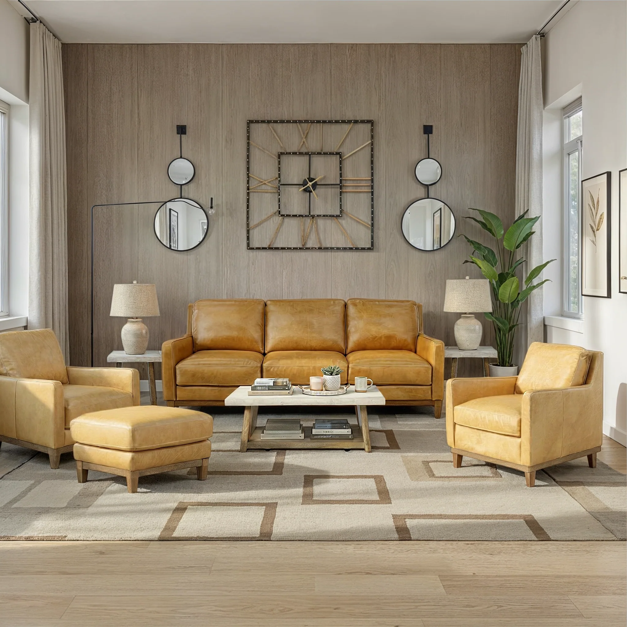 Santino Leather Ottoman - Image 2