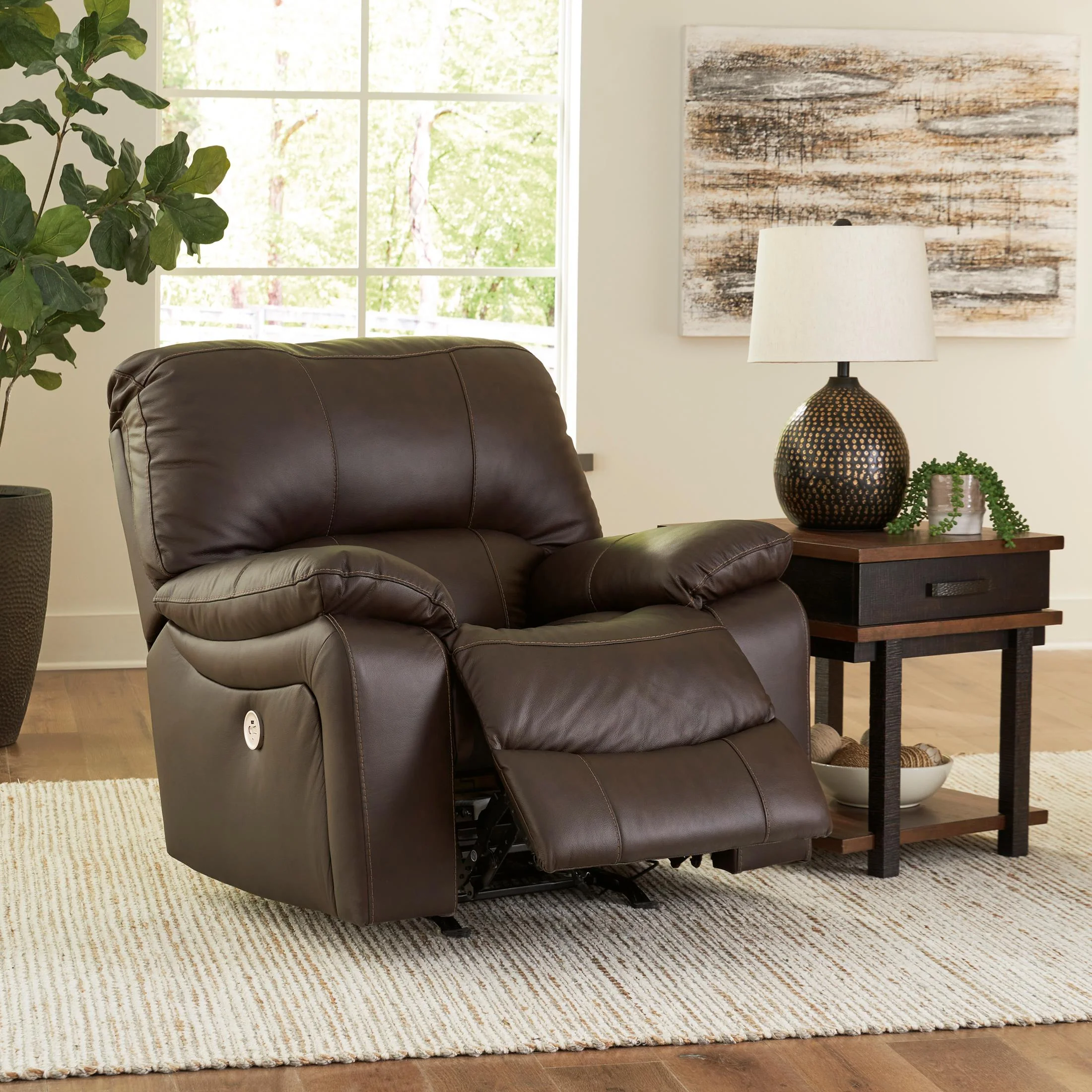 Leesworth Power Leather Rocker Recliner - Image 4