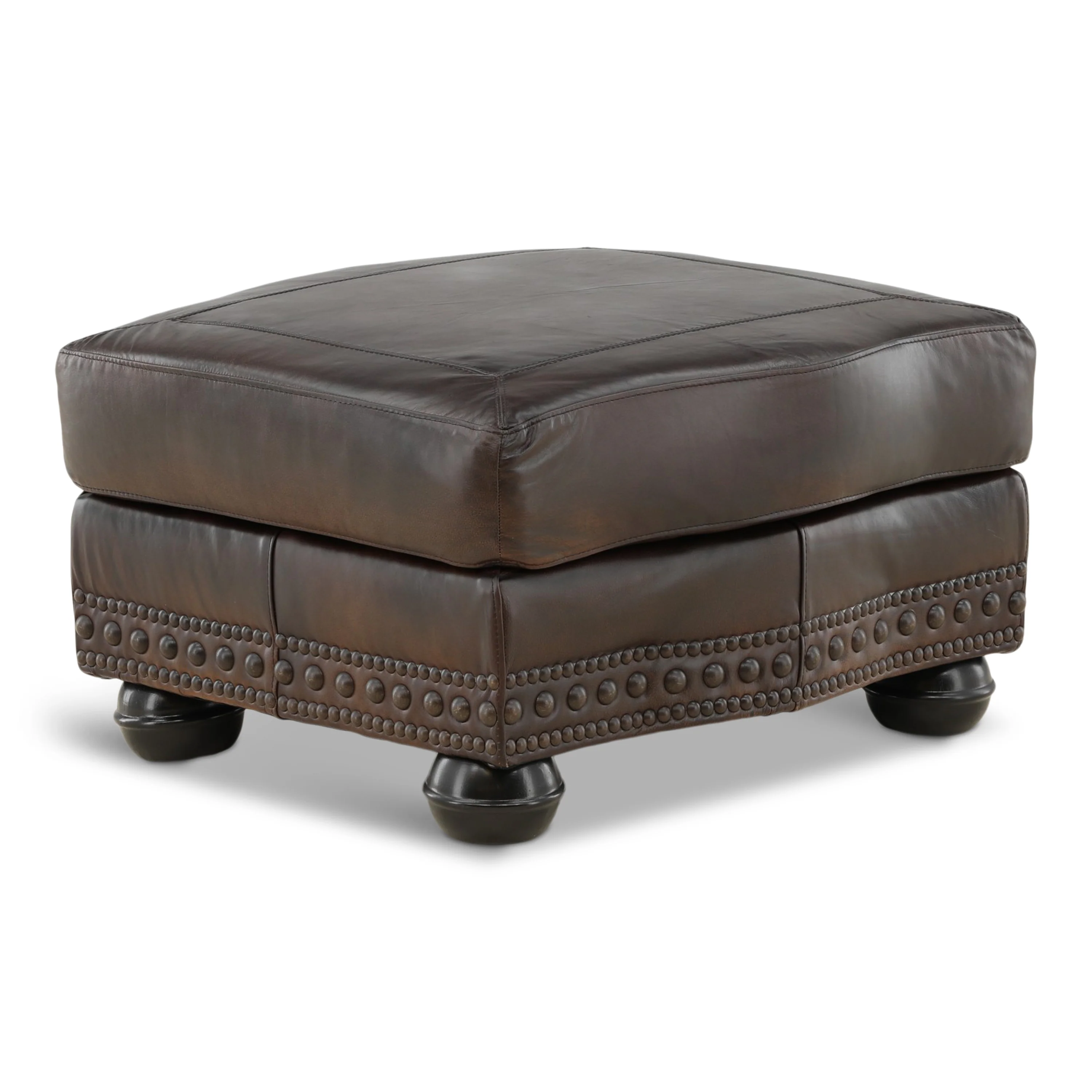 Leonard Leather Ottoman - Image 2