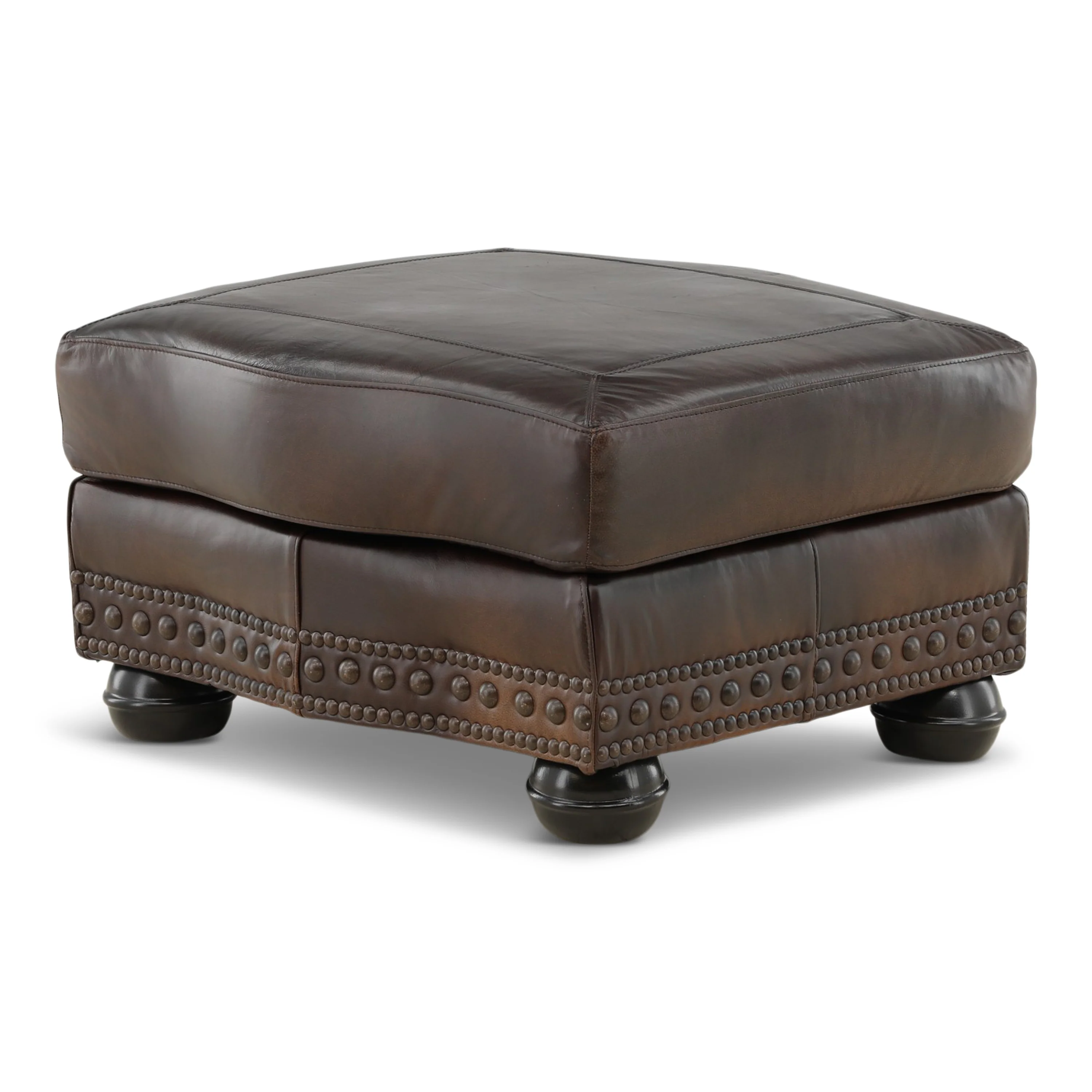 Leonard Leather Ottoman - Image 3