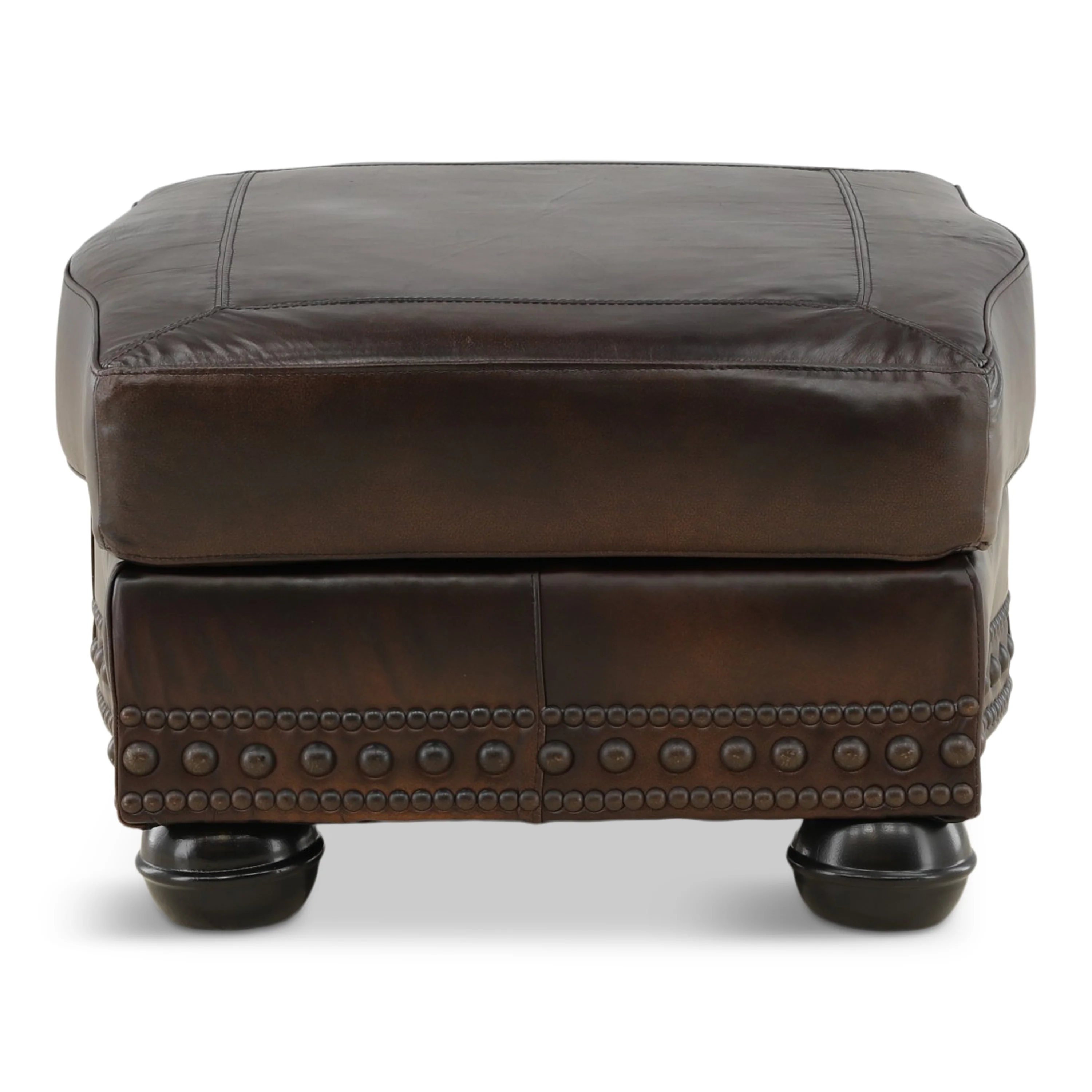 Leonard Leather Ottoman - Image 4