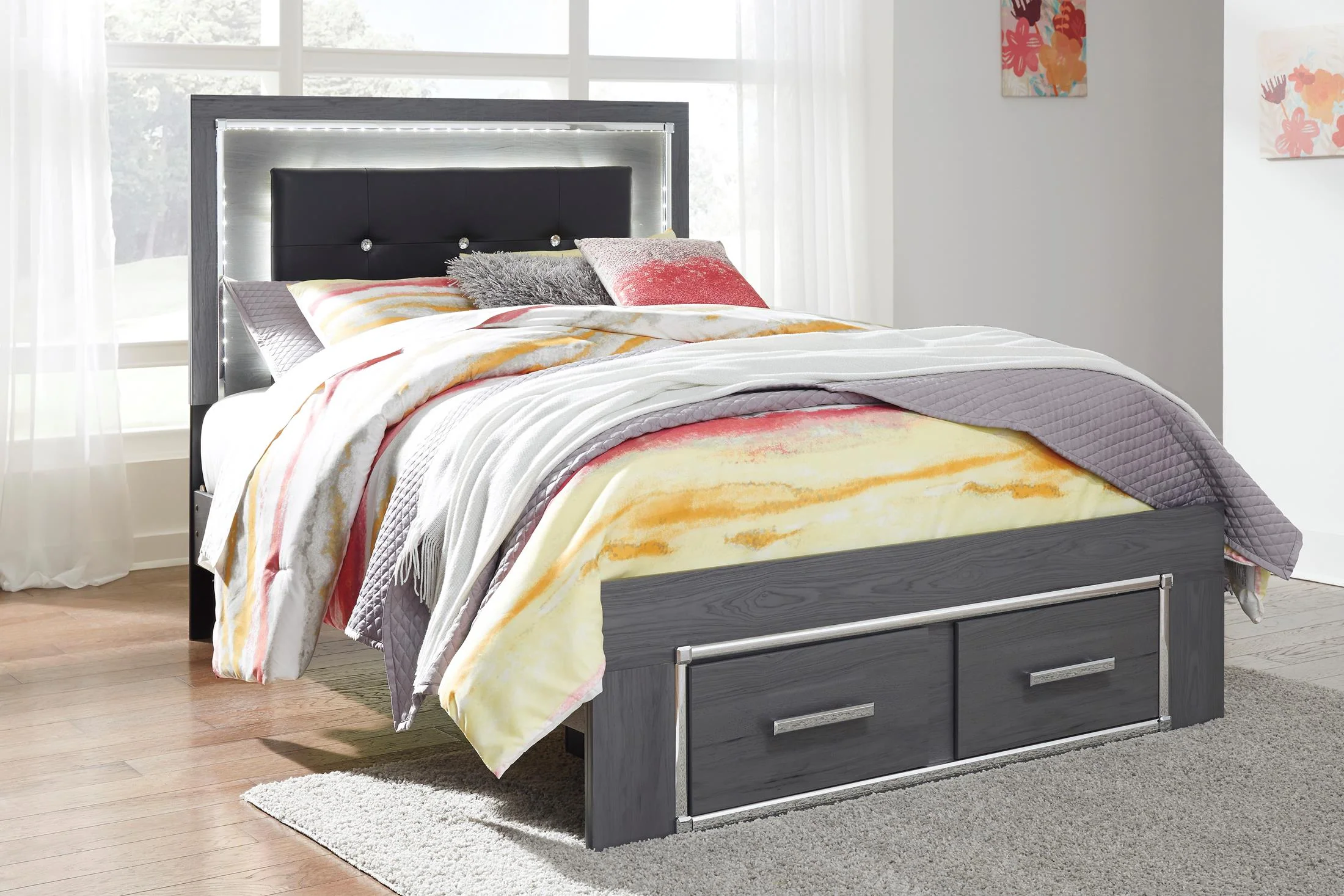 Lodanna Upholstered Panel Bed with 2 Storage Drawers - Image 9