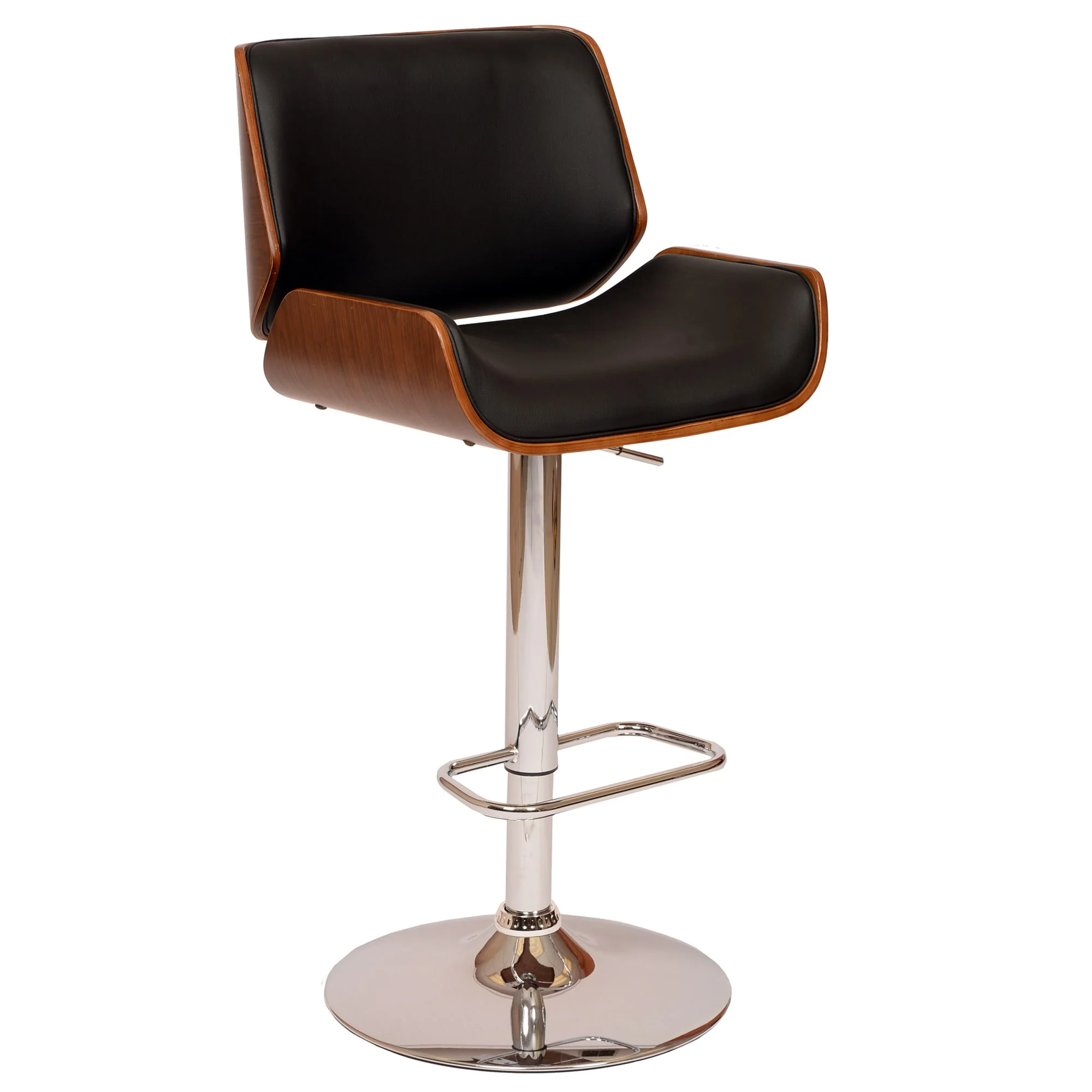 London Black Faux Leather Adjustable Height Swivel Bar Stool