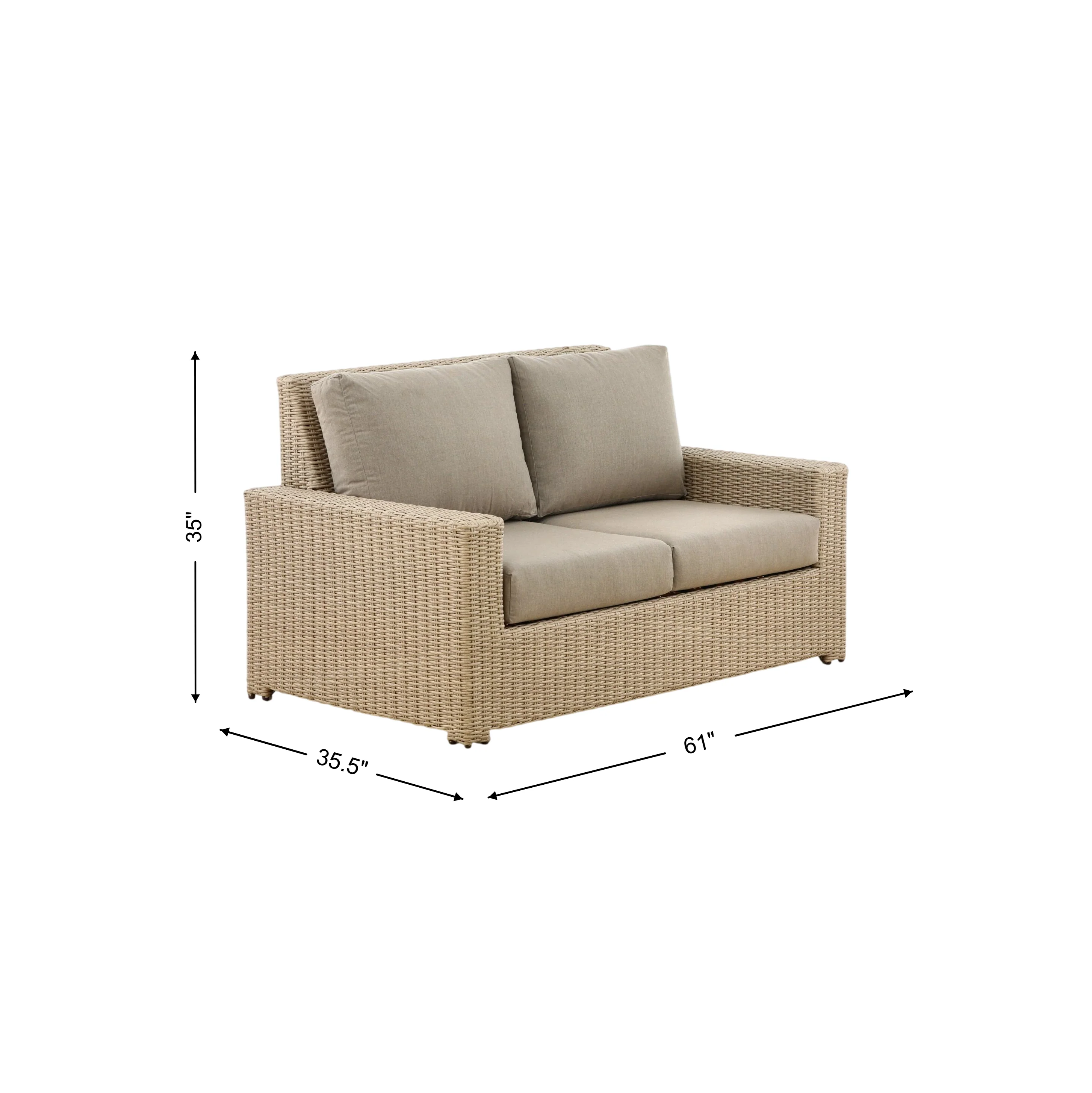 Sydney Outdoor Patio Loveseat w/Cushions - Image 2