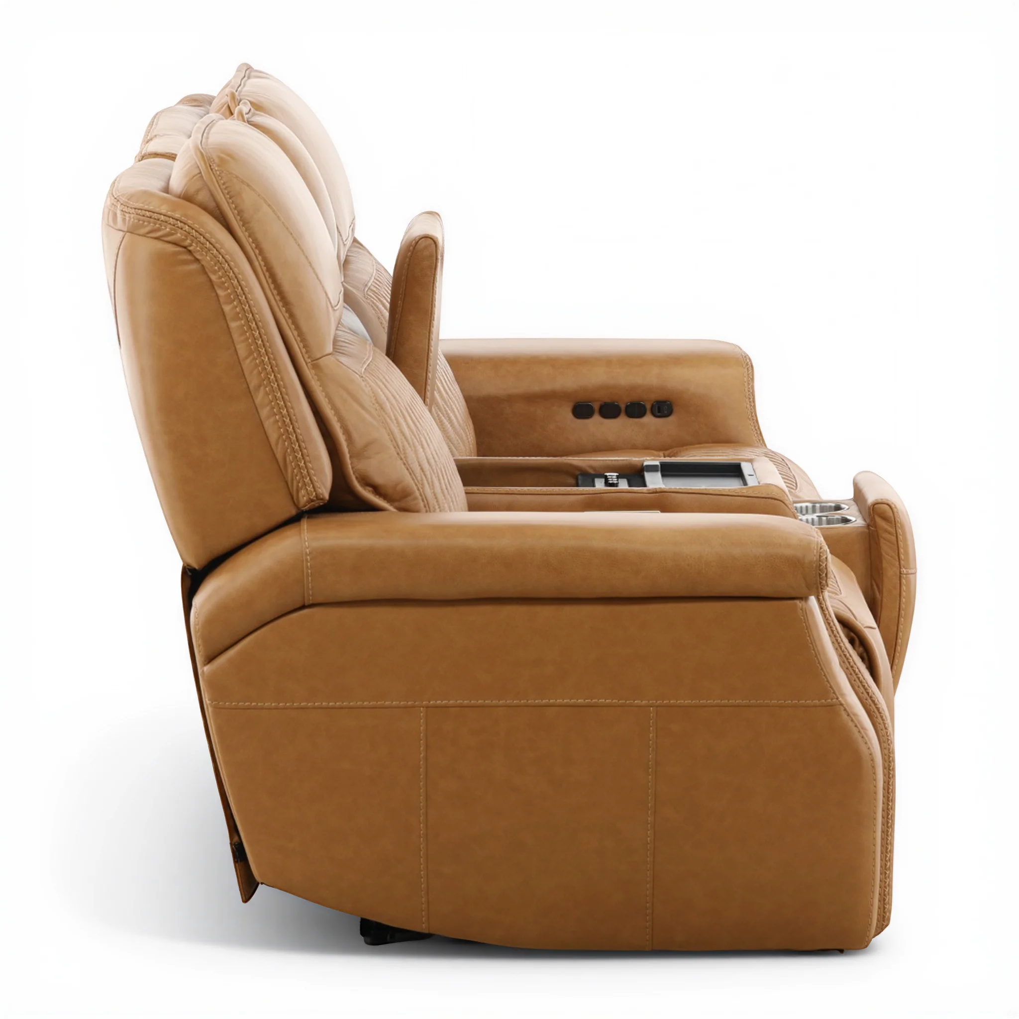 Denton Leather Power Reclining Home Theater Console Loveseat - Image 13