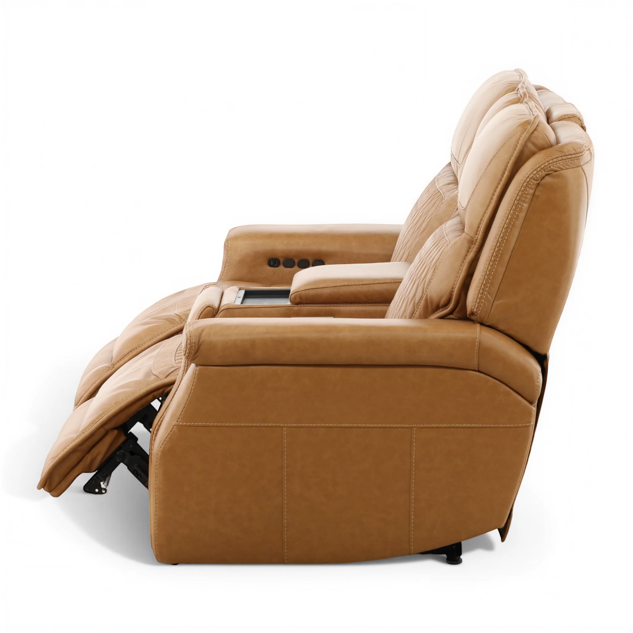 Denton Leather Power Reclining Home Theater Console Loveseat - Image 15