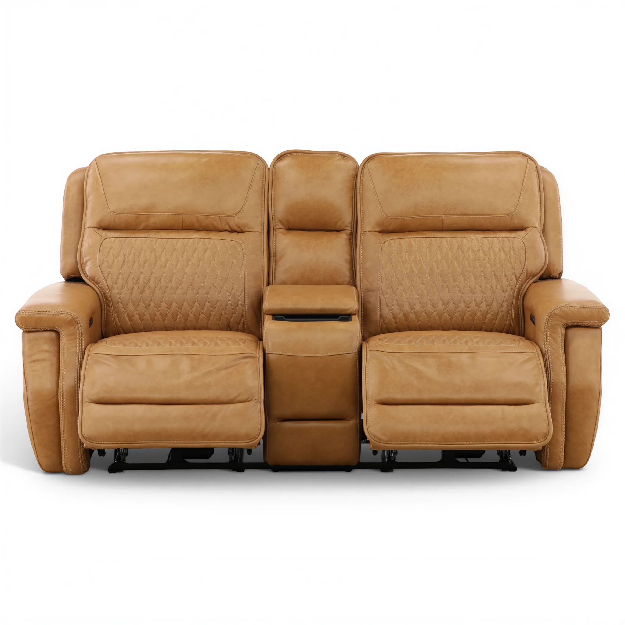 Denton Leather Power Reclining Home Theater Console Loveseat - Image 4
