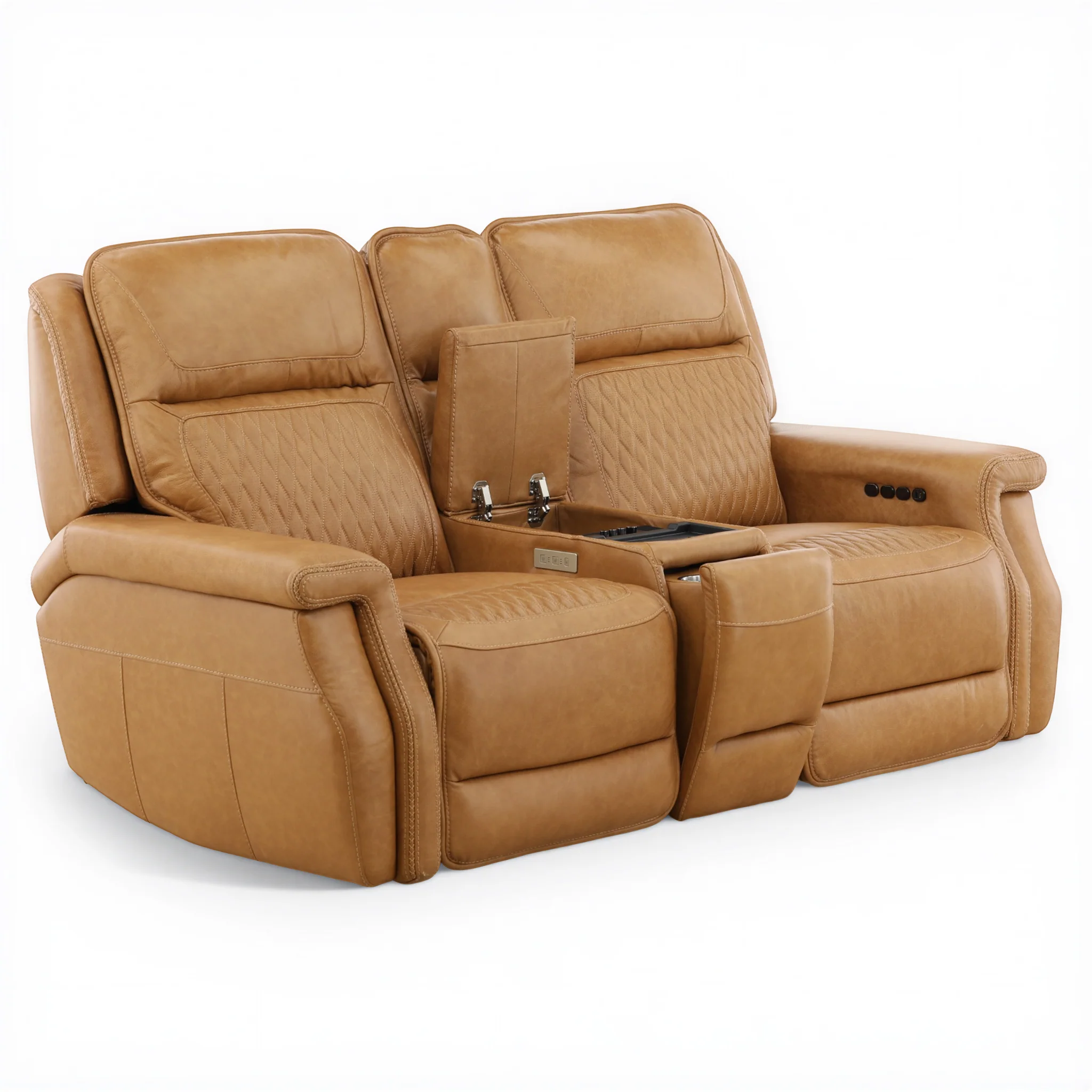 Denton Leather Power Reclining Home Theater Console Loveseat - Image 8