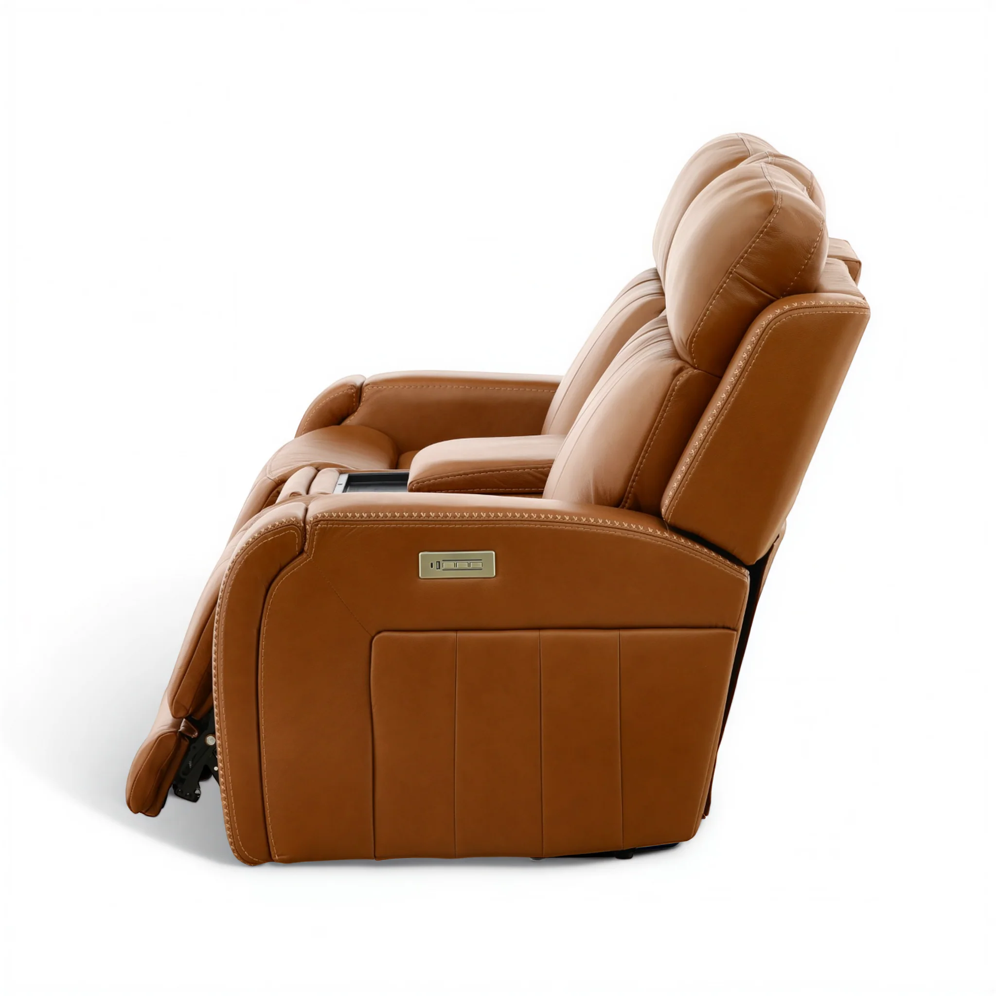 Hampton Leather Home Theater Console Loveseat - Image 27