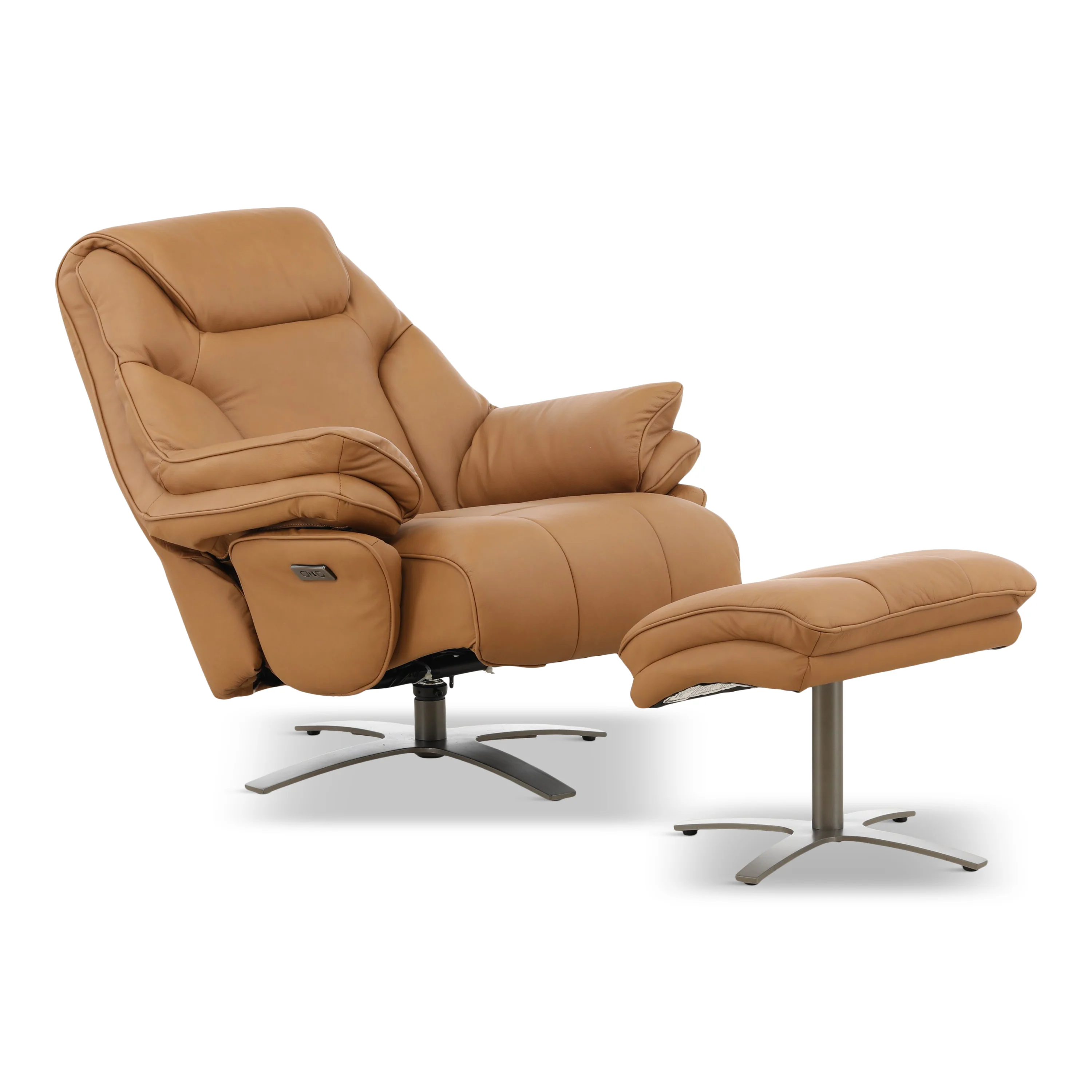 Cayman Leather Power Swivel Chair with Ottoman - Image 16
