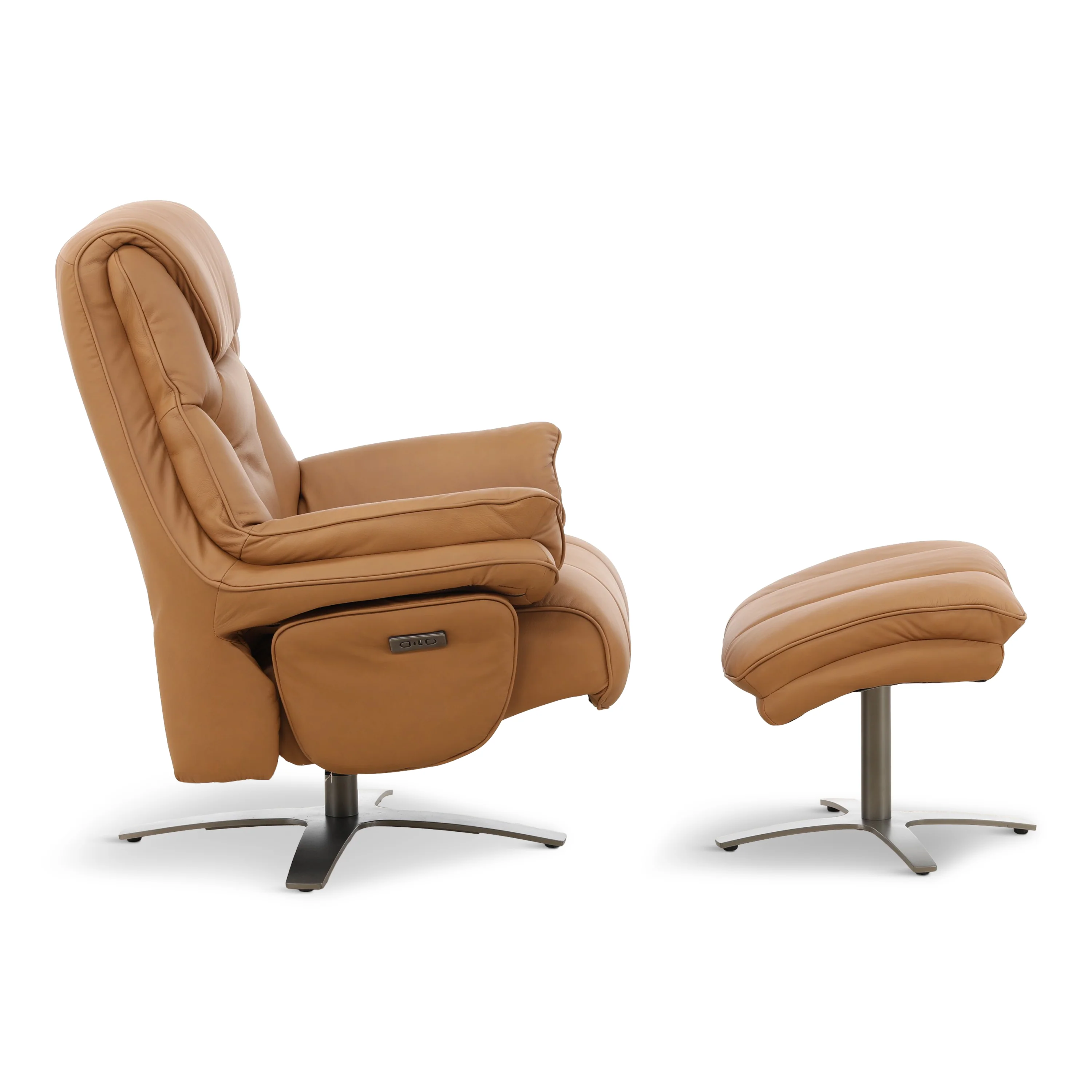 Cayman Leather Power Swivel Chair with Ottoman - Image 19