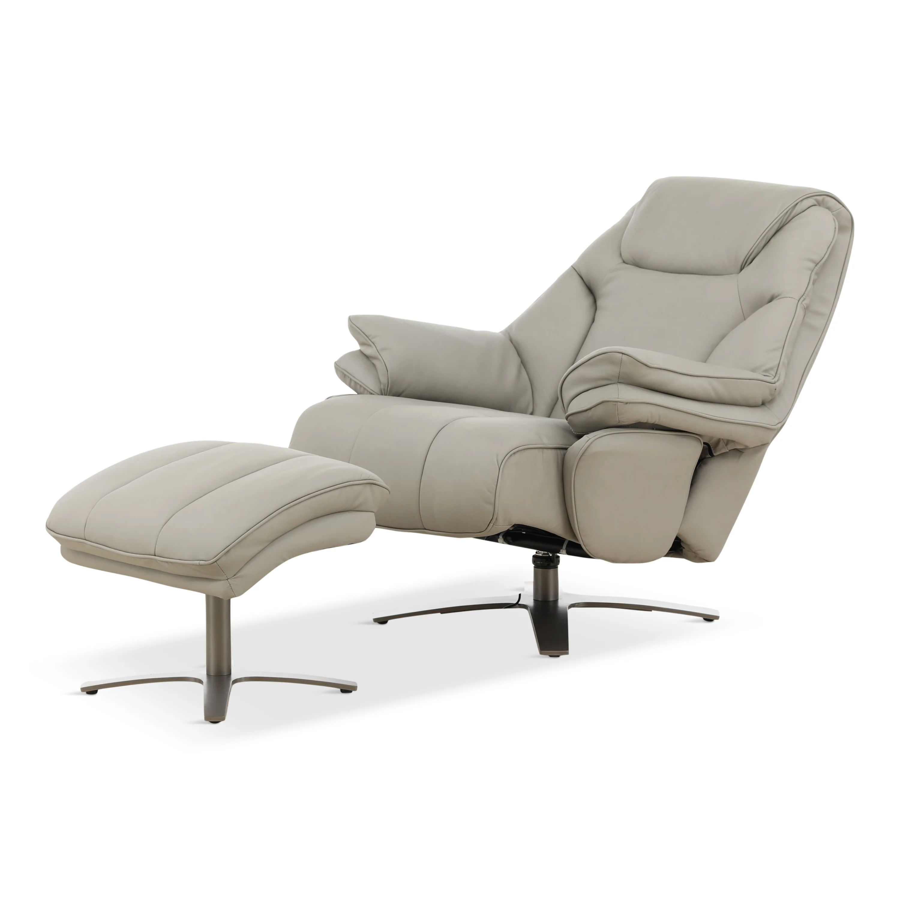 Cayman Leather Power Swivel Chair with Ottoman - Image 6