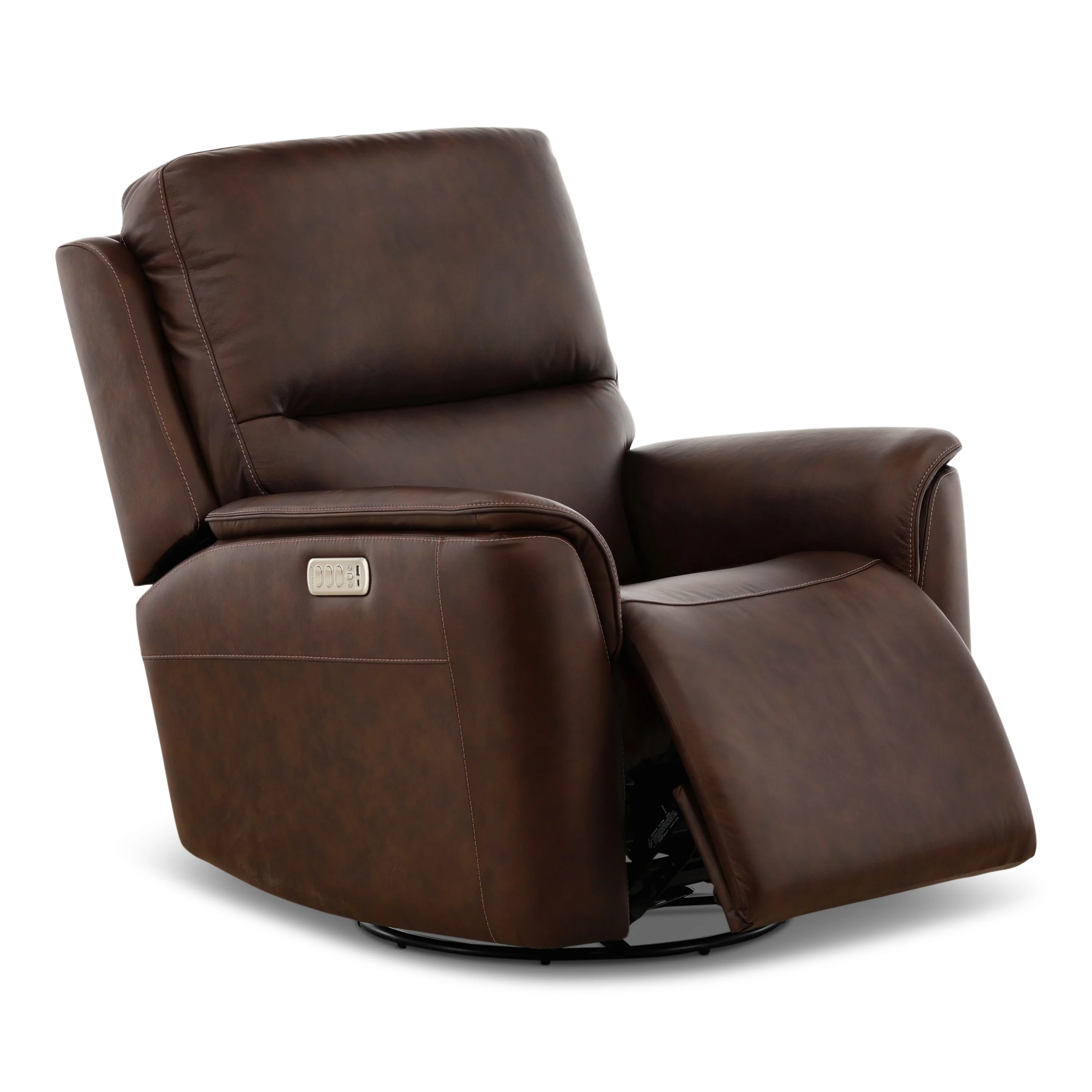 Flexsteel Karson Leather Power Swivel Glider Recliner - Image 3
