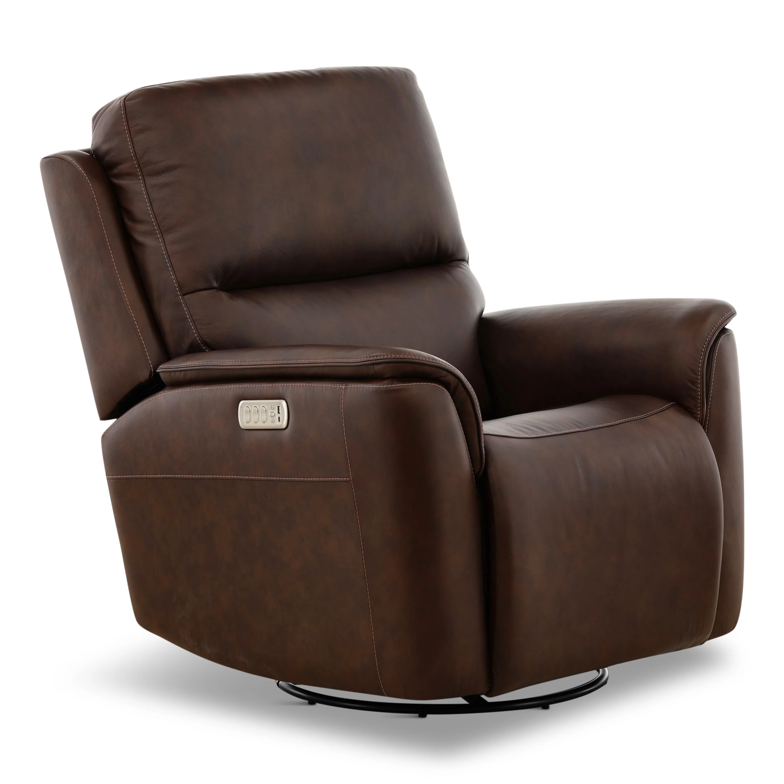 Flexsteel Karson Leather Power Swivel Glider Recliner - Image 4