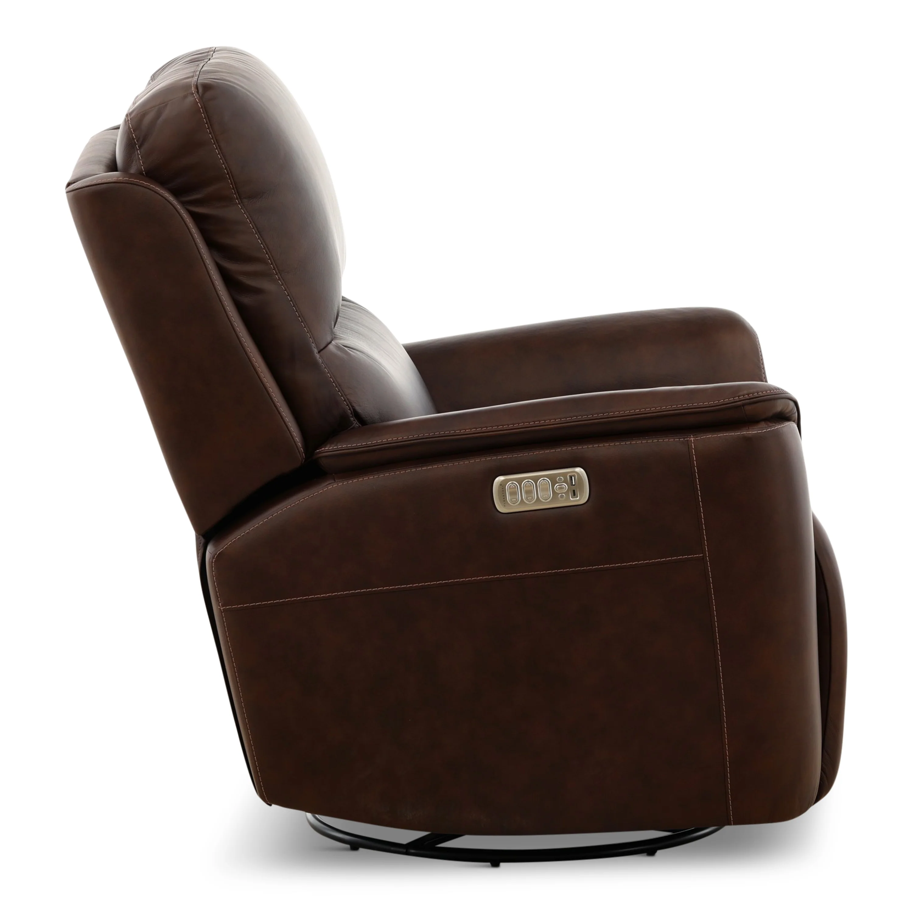 Flexsteel Karson Leather Power Swivel Glider Recliner - Image 7