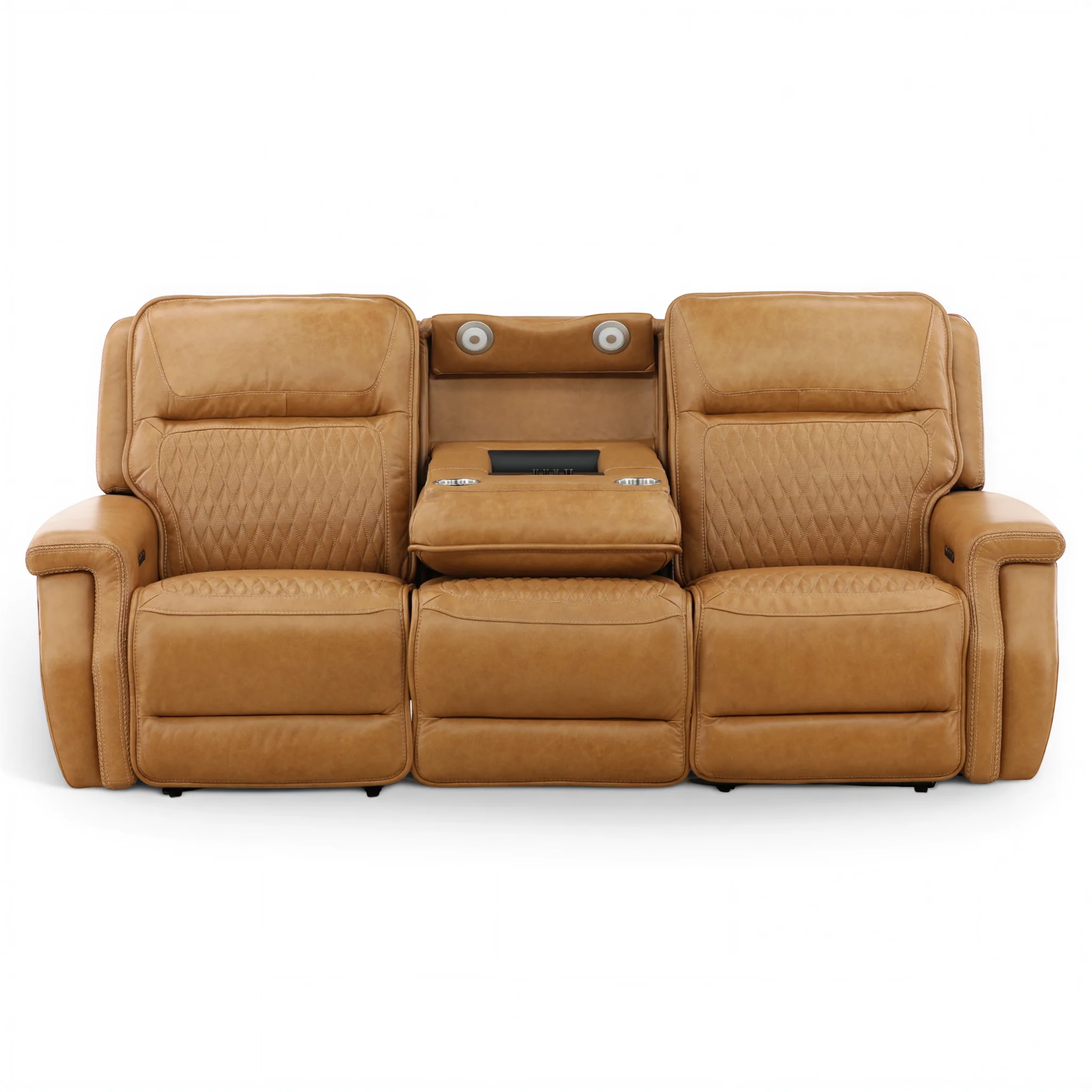 Denton Leather Power Reclining Home Theater Sofa - Image 3
