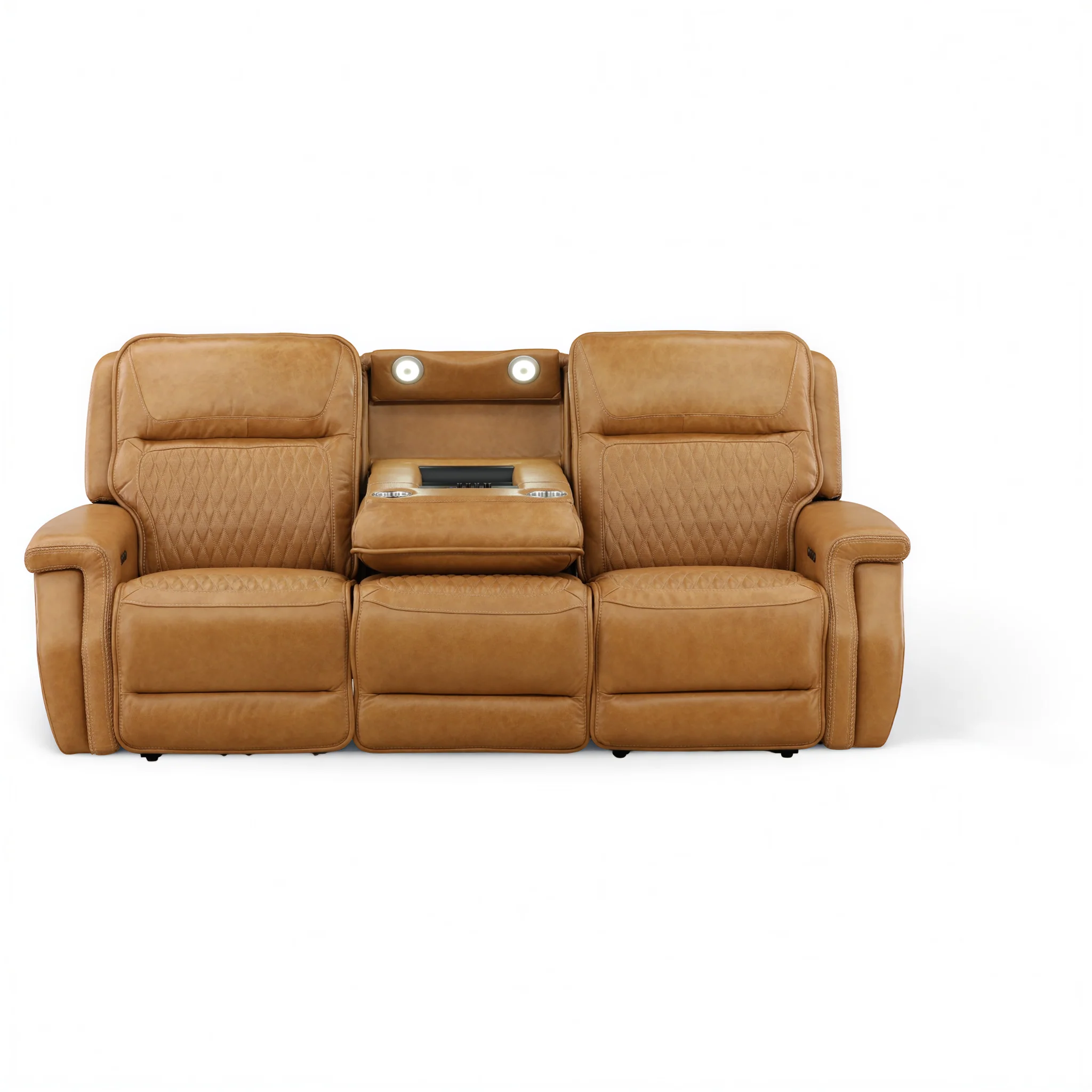 Denton Leather Power Reclining Home Theater Sofa - Image 4
