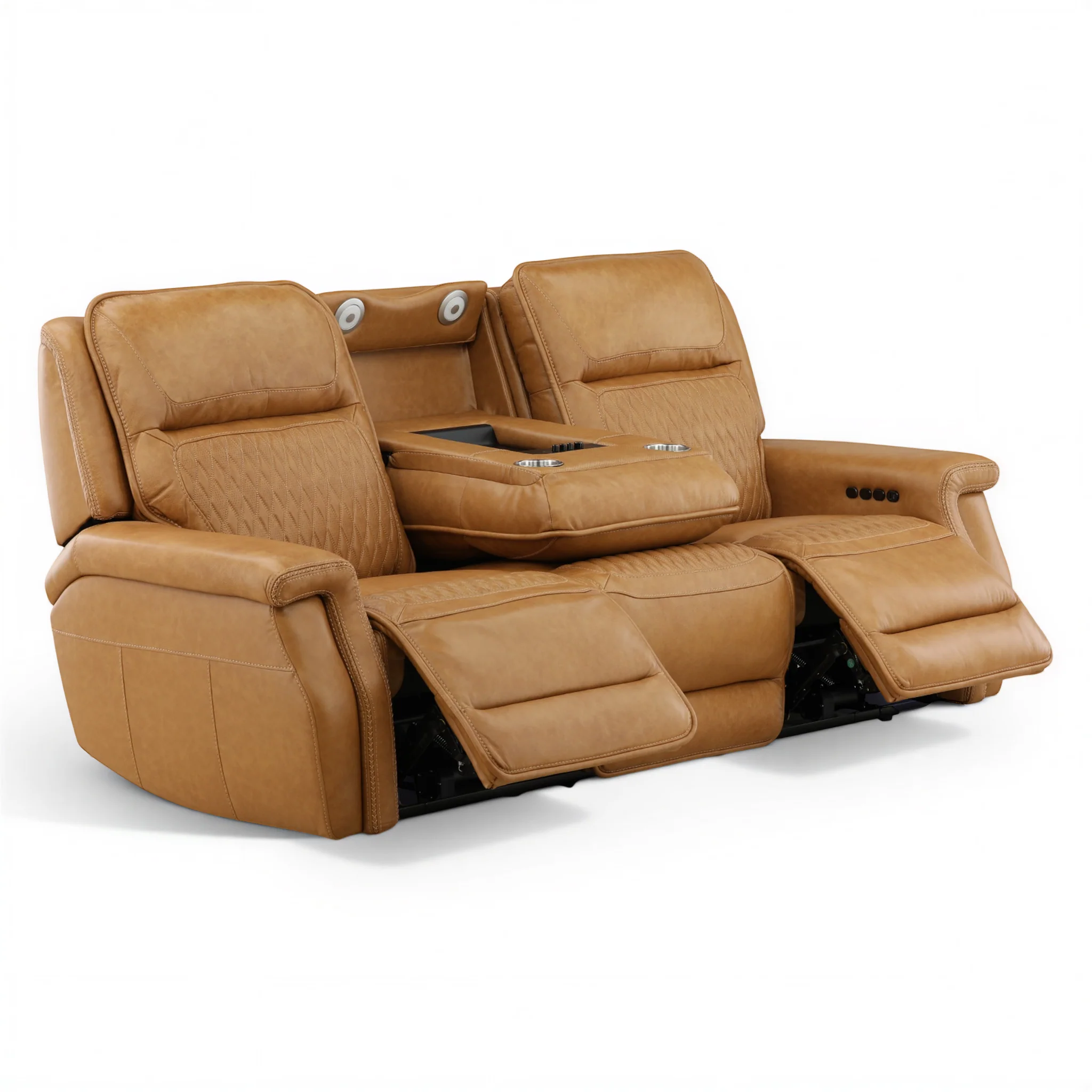 Denton Leather Power Reclining Home Theater Sofa - Image 8