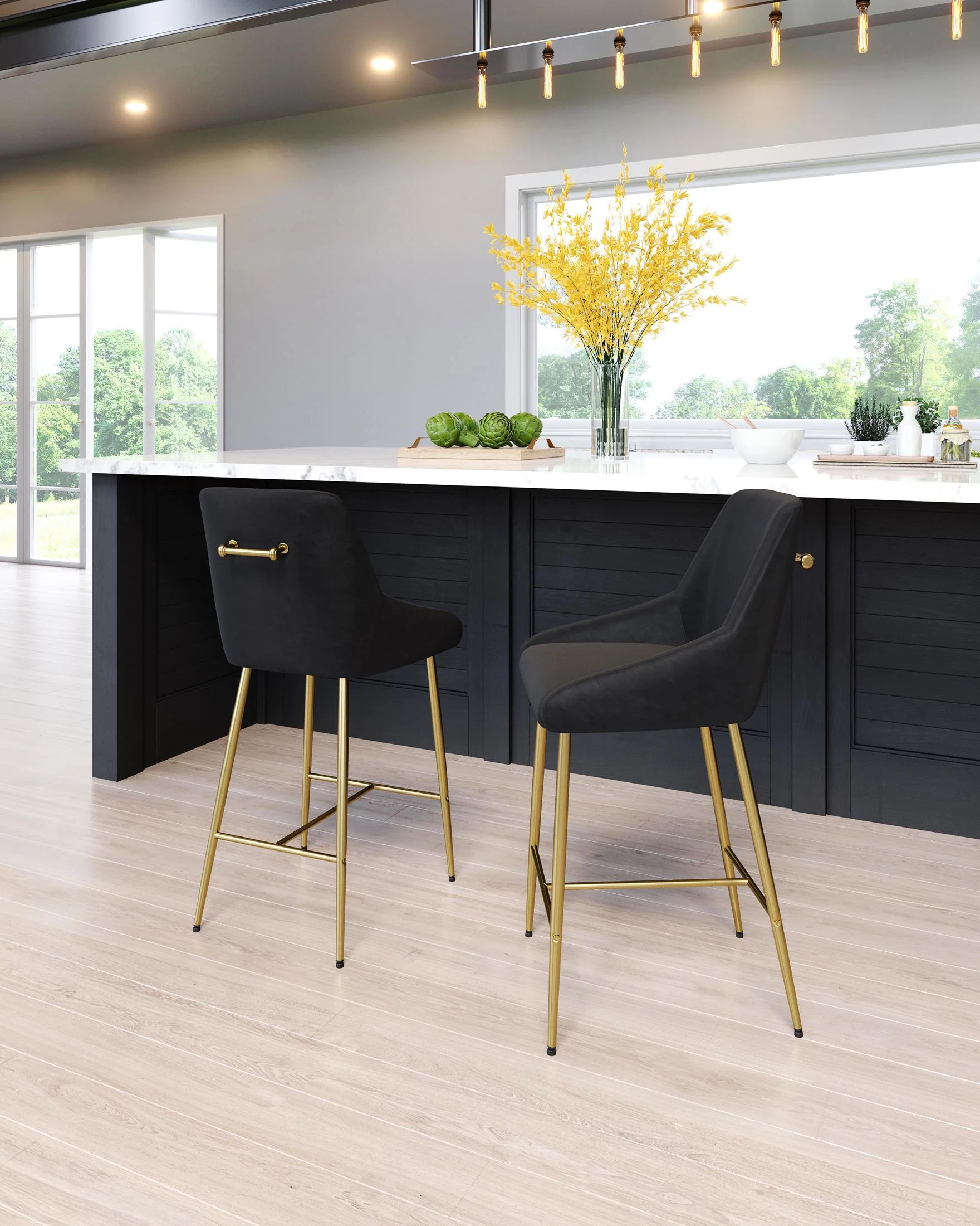 Madelaine Counter Stool Black & Gold - Image 2