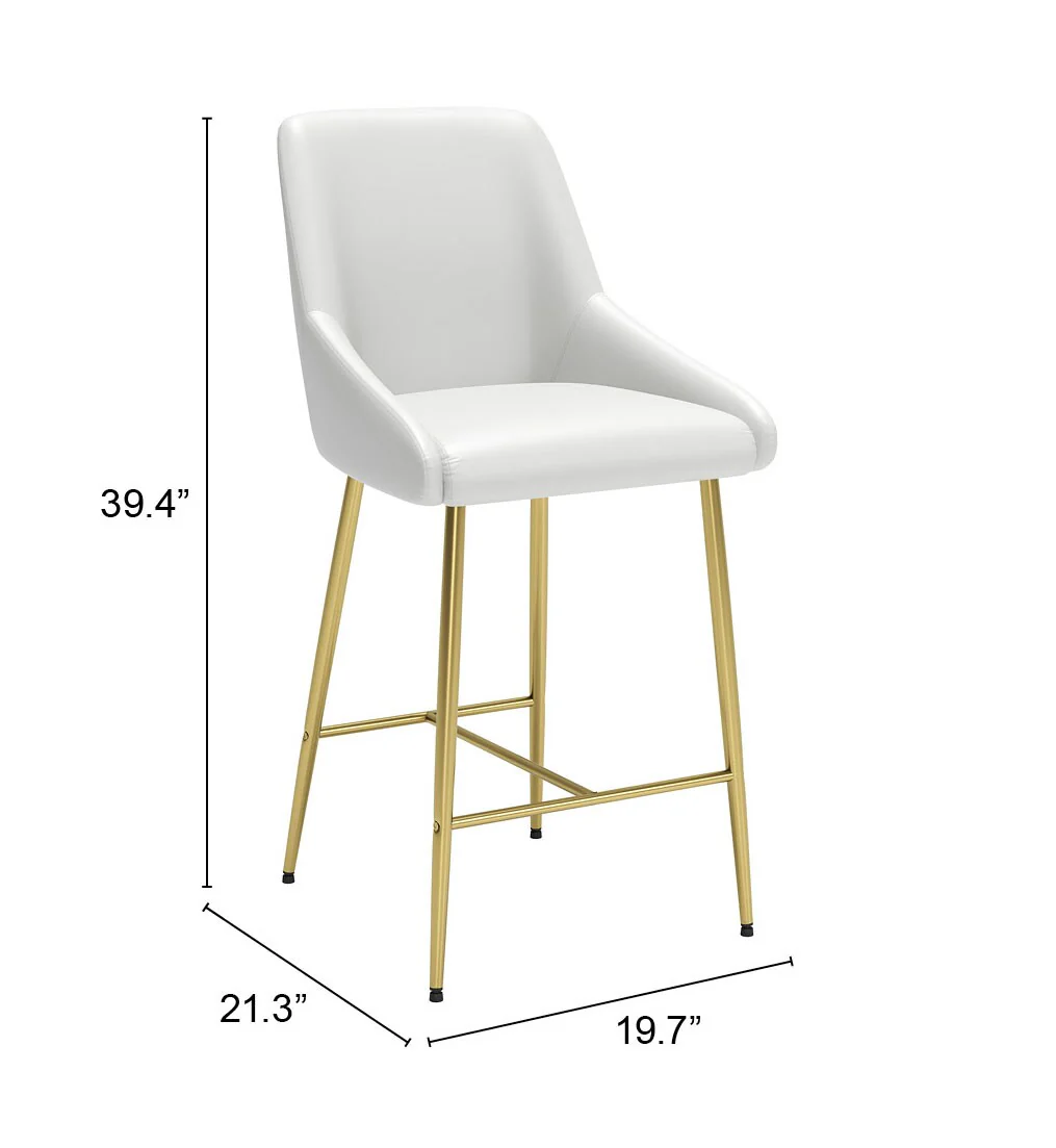 Madelaine Counter Stool White & Gold - Image 3
