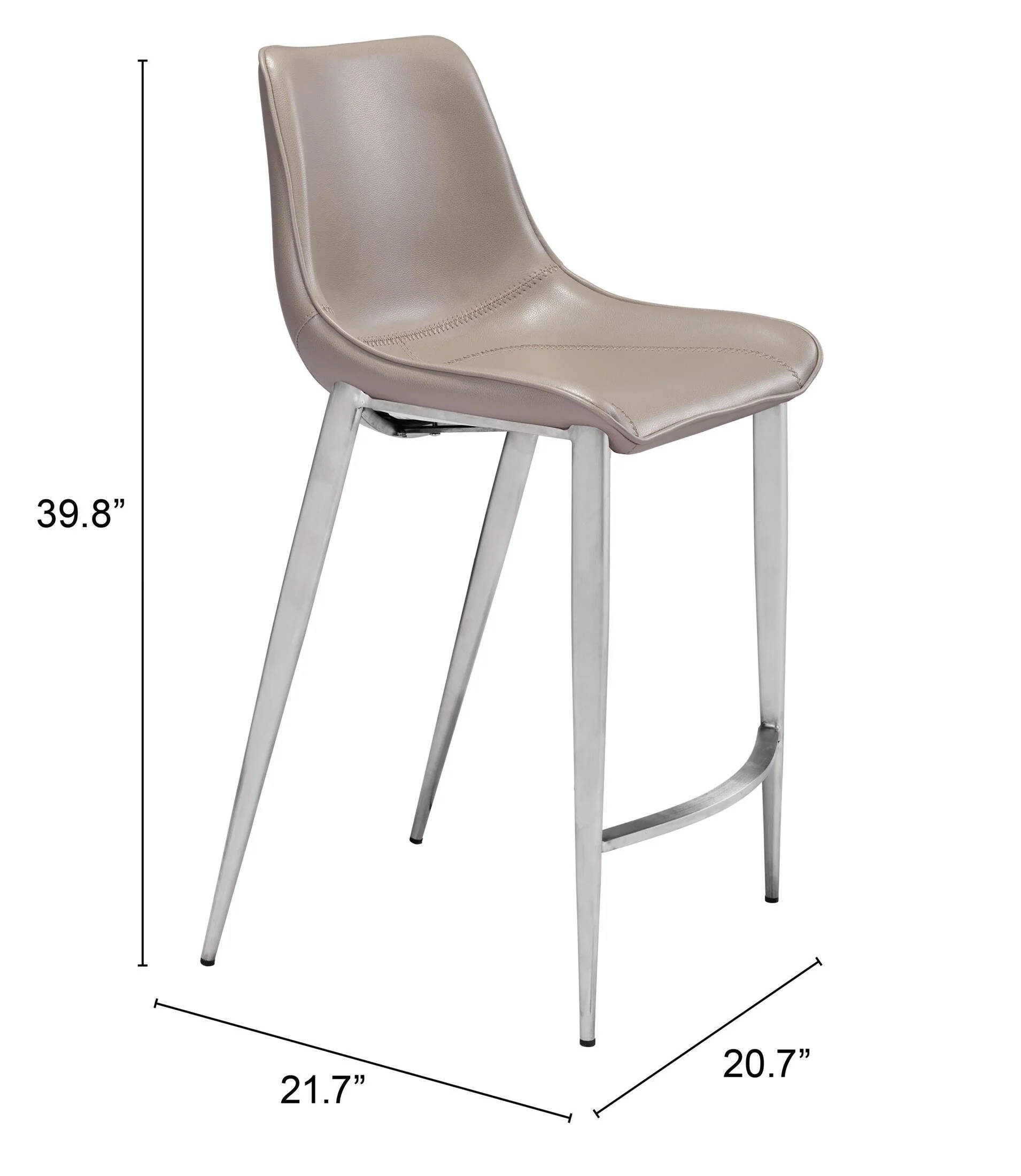 Magnus Counter Stool (Set of 2) Brown & Silver - Image 3