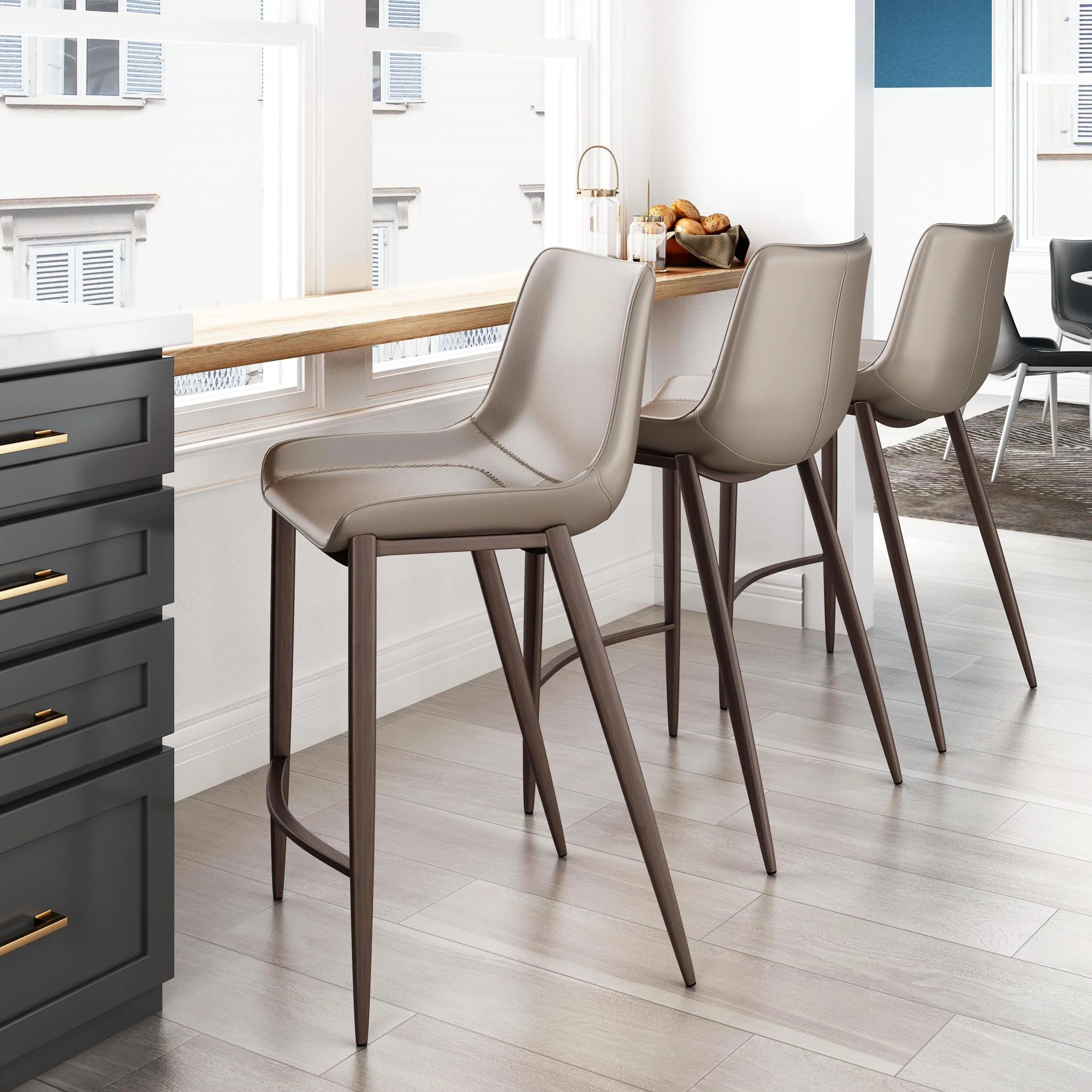 Magnus Counter Stool (Set of 2) Brown & Walnut - Image 2