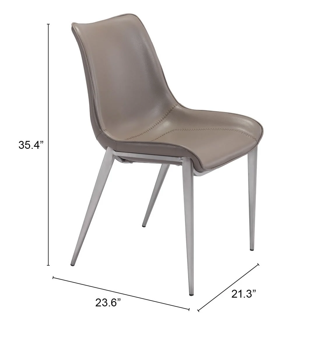 Magnus Dining Chair (Set of 2) Brown & Silver - Image 3