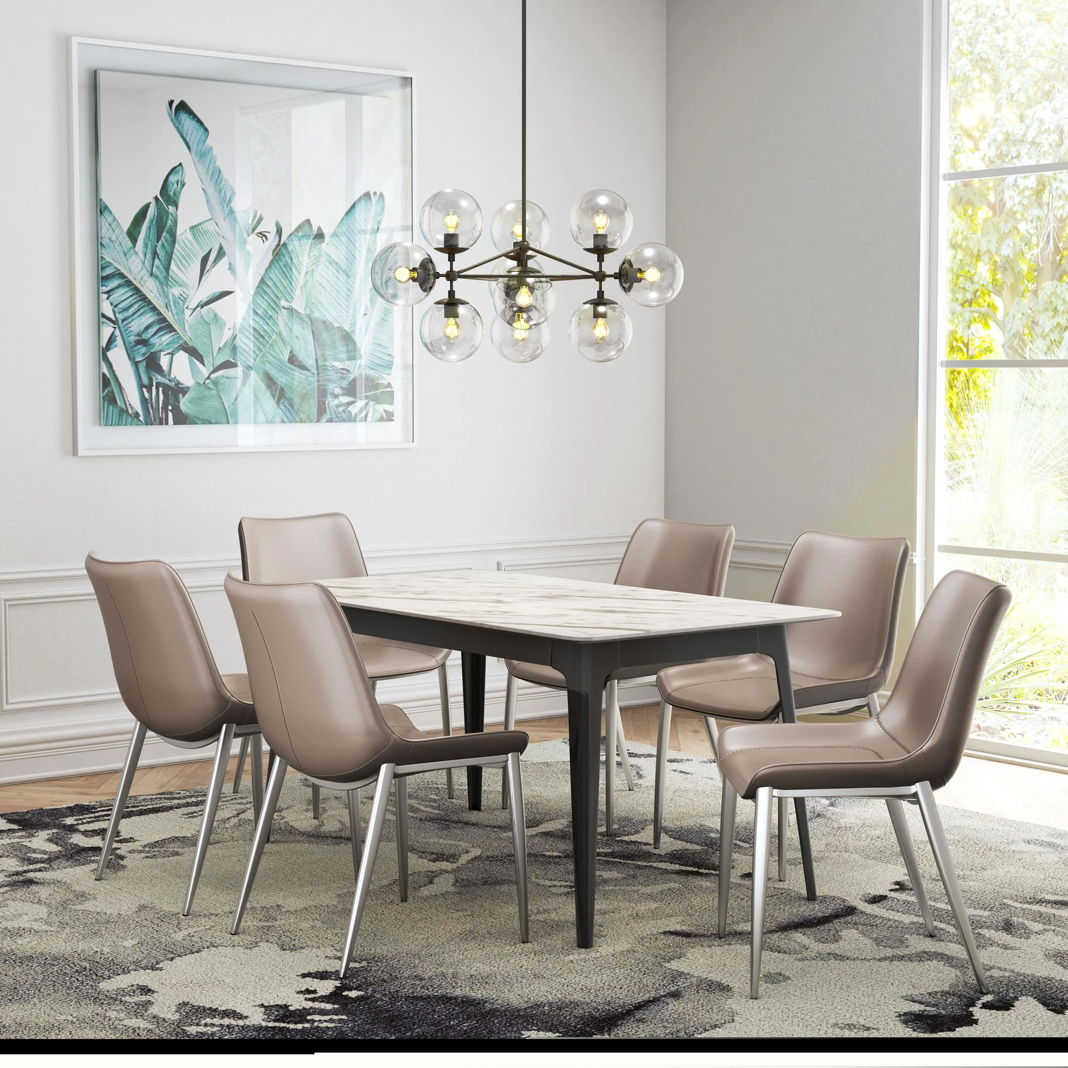 Magnus Dining Chair (Set of 2) Brown & Silver - Image 4