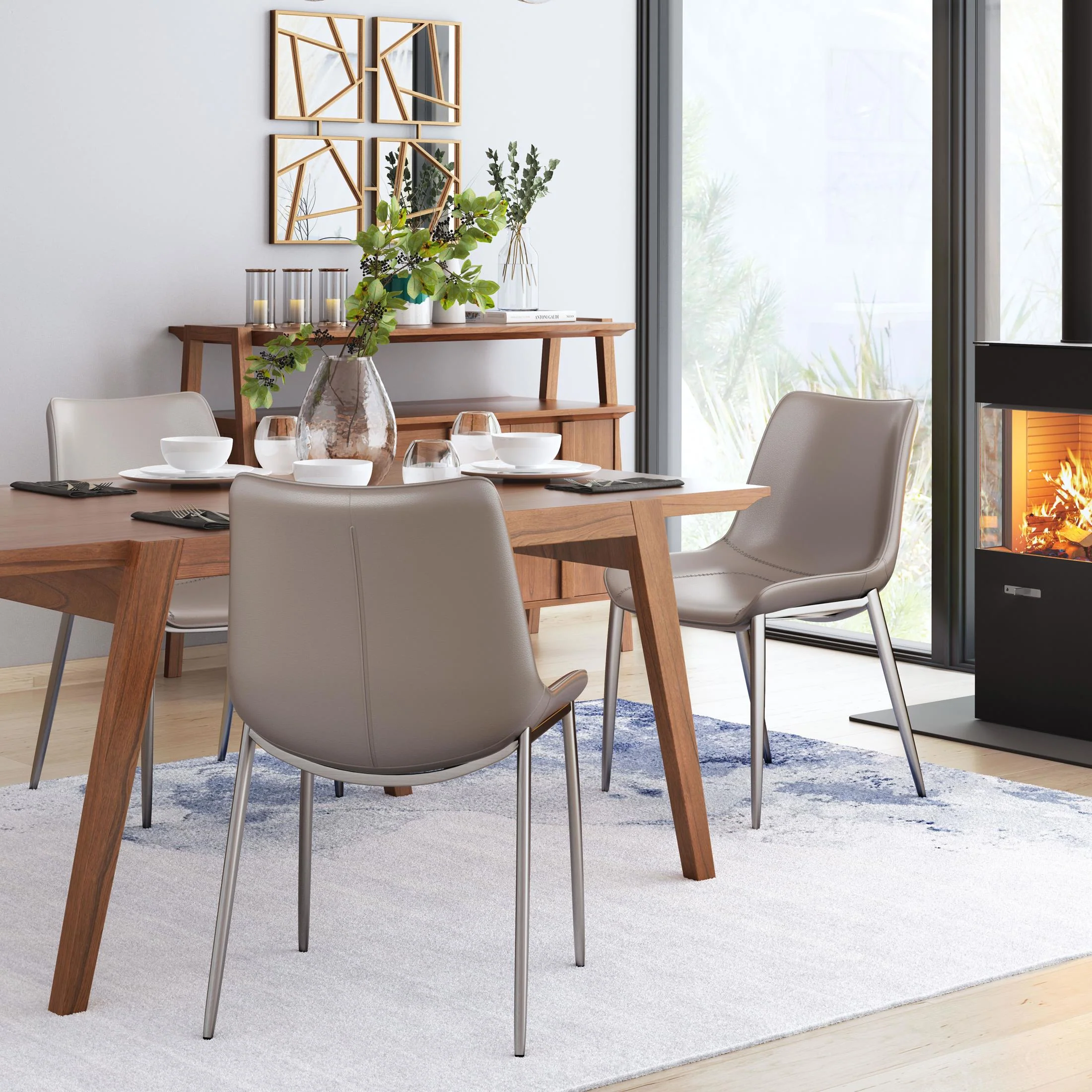 Magnus Dining Chair (Set of 2) Brown & Silver - Image 5