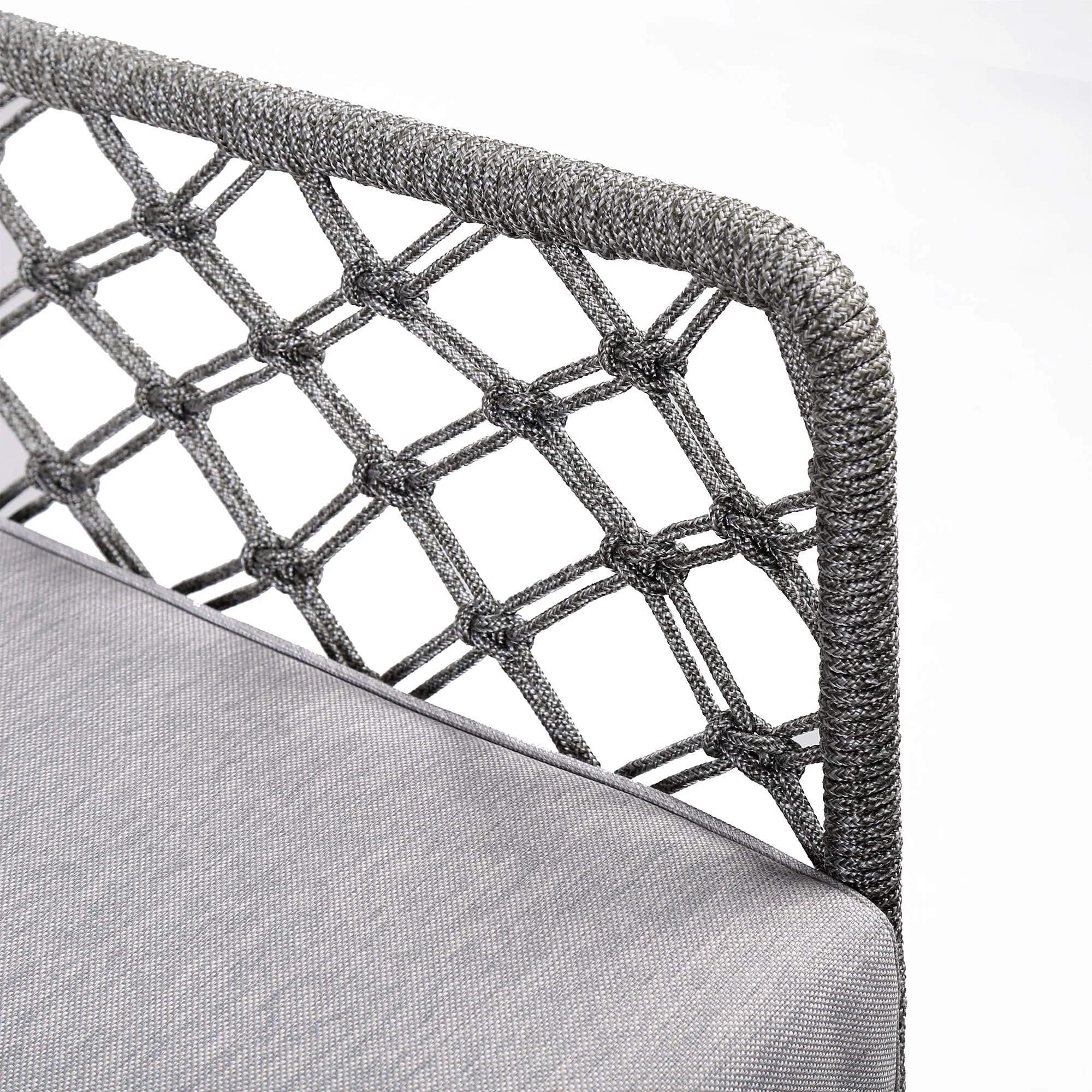 Marco Indoor Outdoor Steel Lounge Chair with Gray Rope and Gray Cushion - Image 5