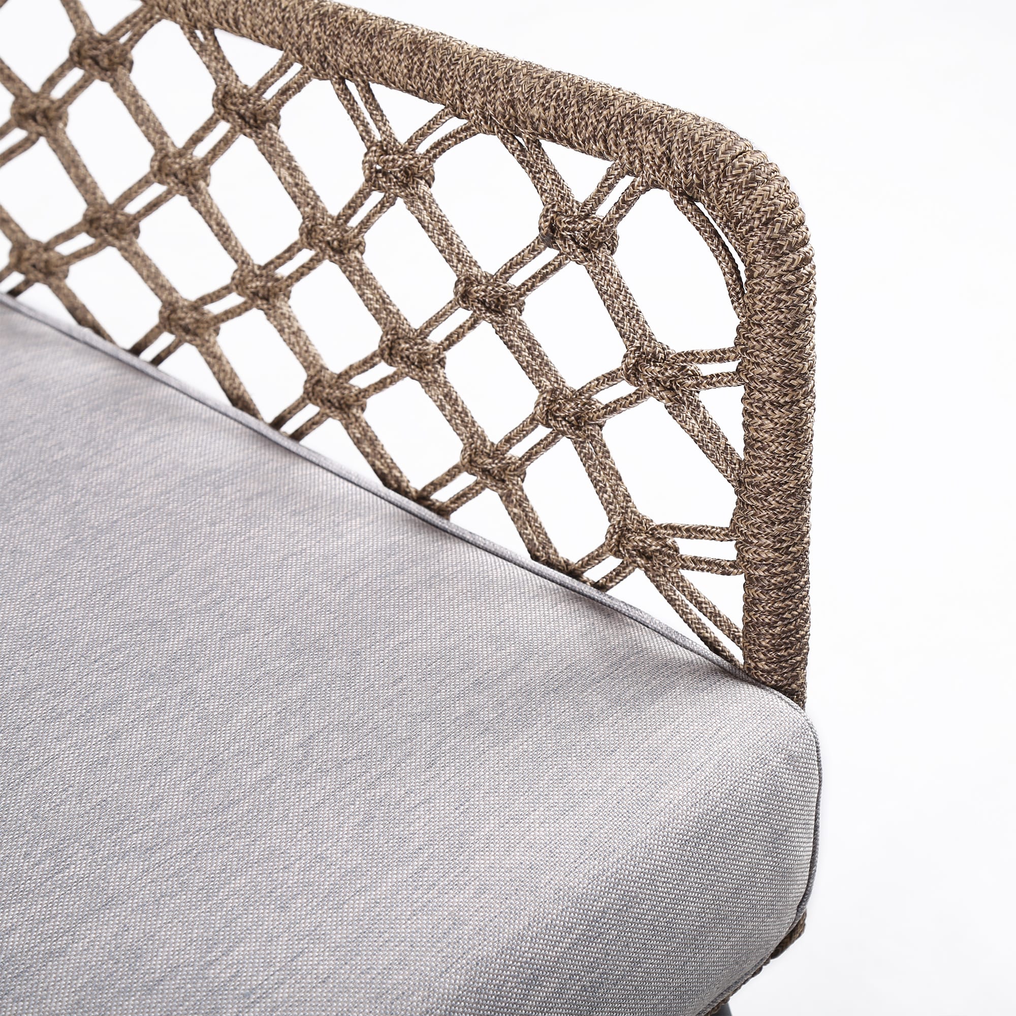 Marco Indoor Outdoor Steel Lounge Chair with Truffle Rope and Gray Cushion - Image 5