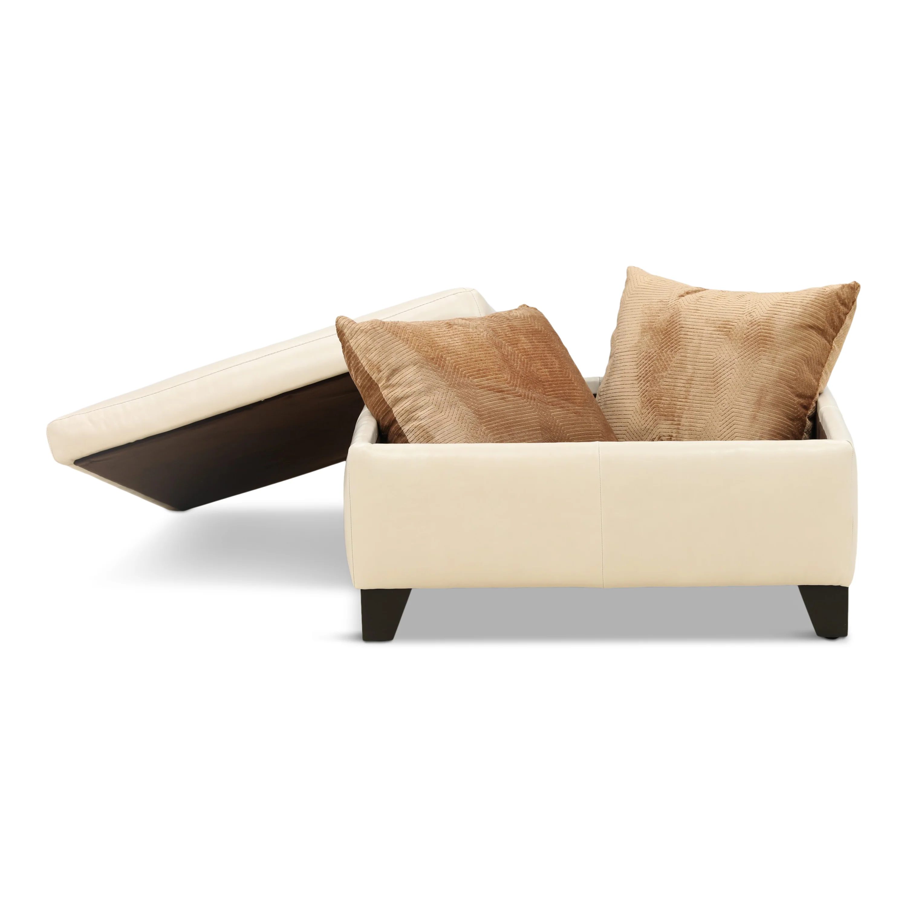 Marseille Leather Storage Ottoman with Throw Pillows - Image 3
