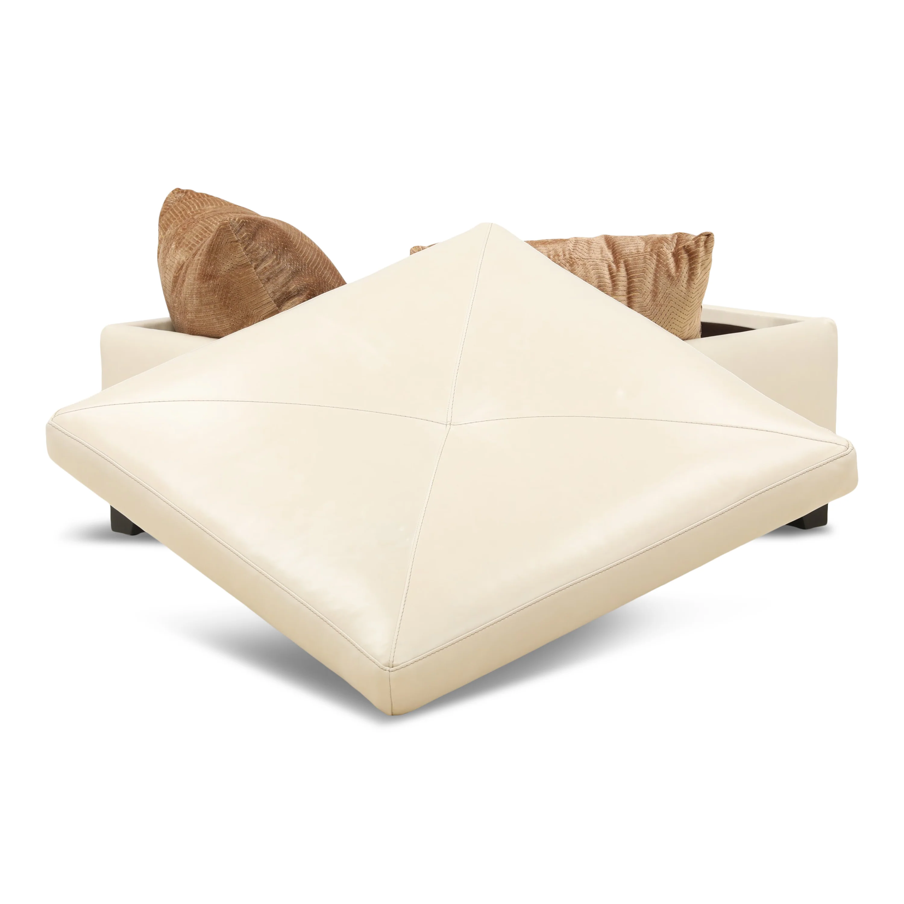 Marseille Leather Storage Ottoman with Throw Pillows - Image 4