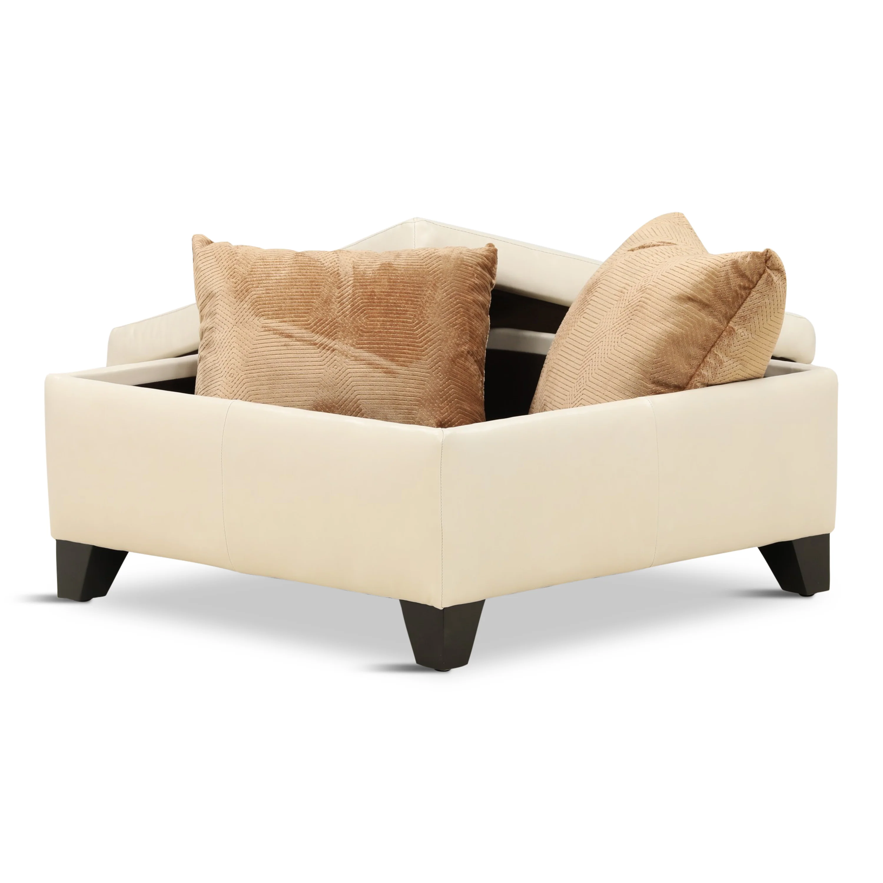 Marseille Leather Storage Ottoman with Throw Pillows - Image 6