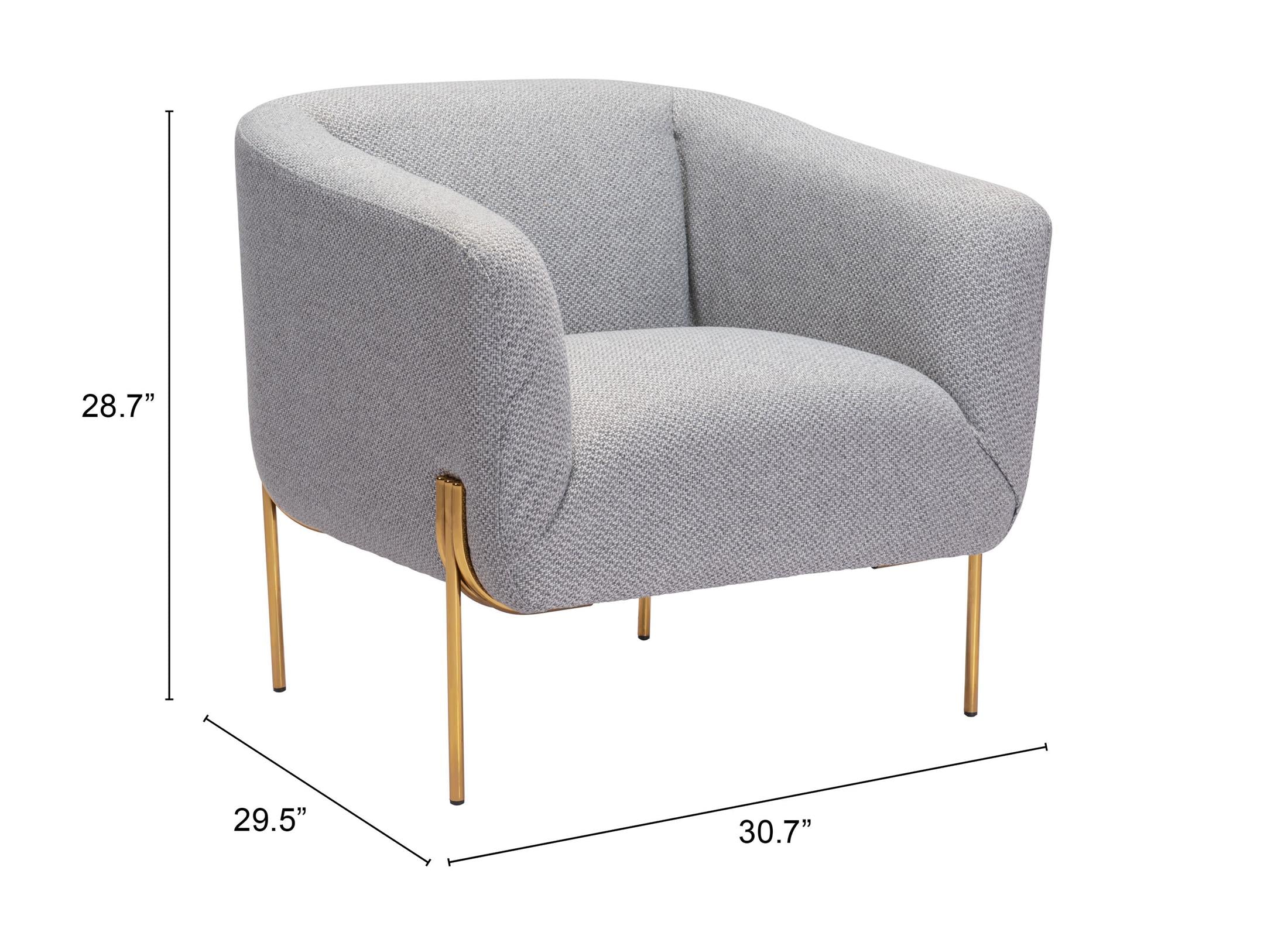 Micaela Arm Chair Gray & Gold - Image 3