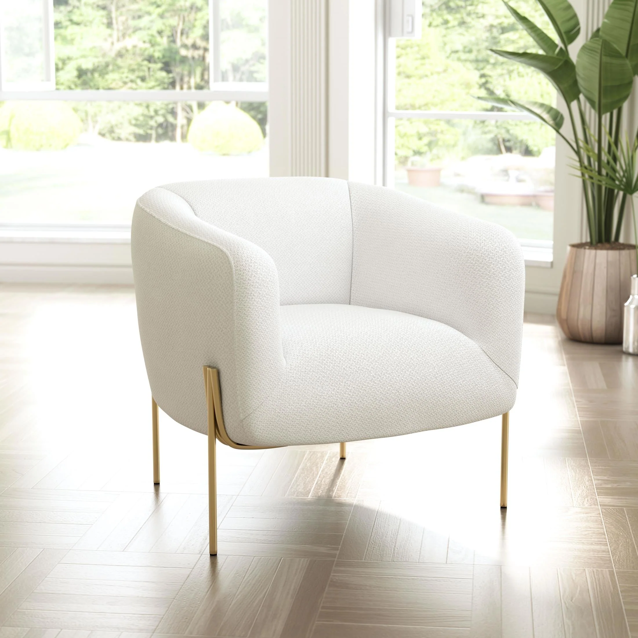 Micaela Arm Chair Ivory & Gold - Image 2