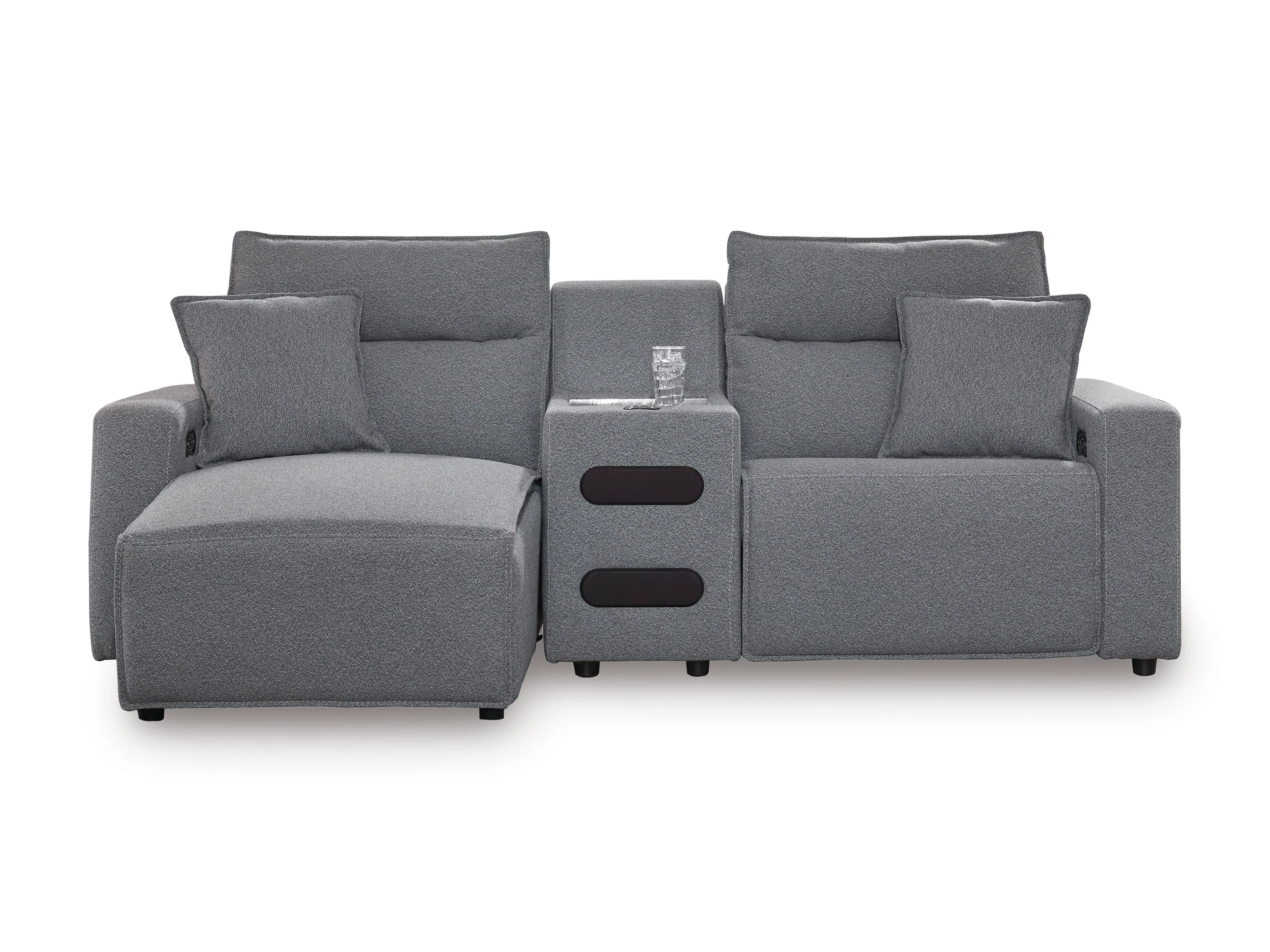 Ashley ModMax II 3-Piece Next-Gen Nuvella™ Performance Fabric Dual Power Reclining Modular Sectional with Chaise and Audio Console