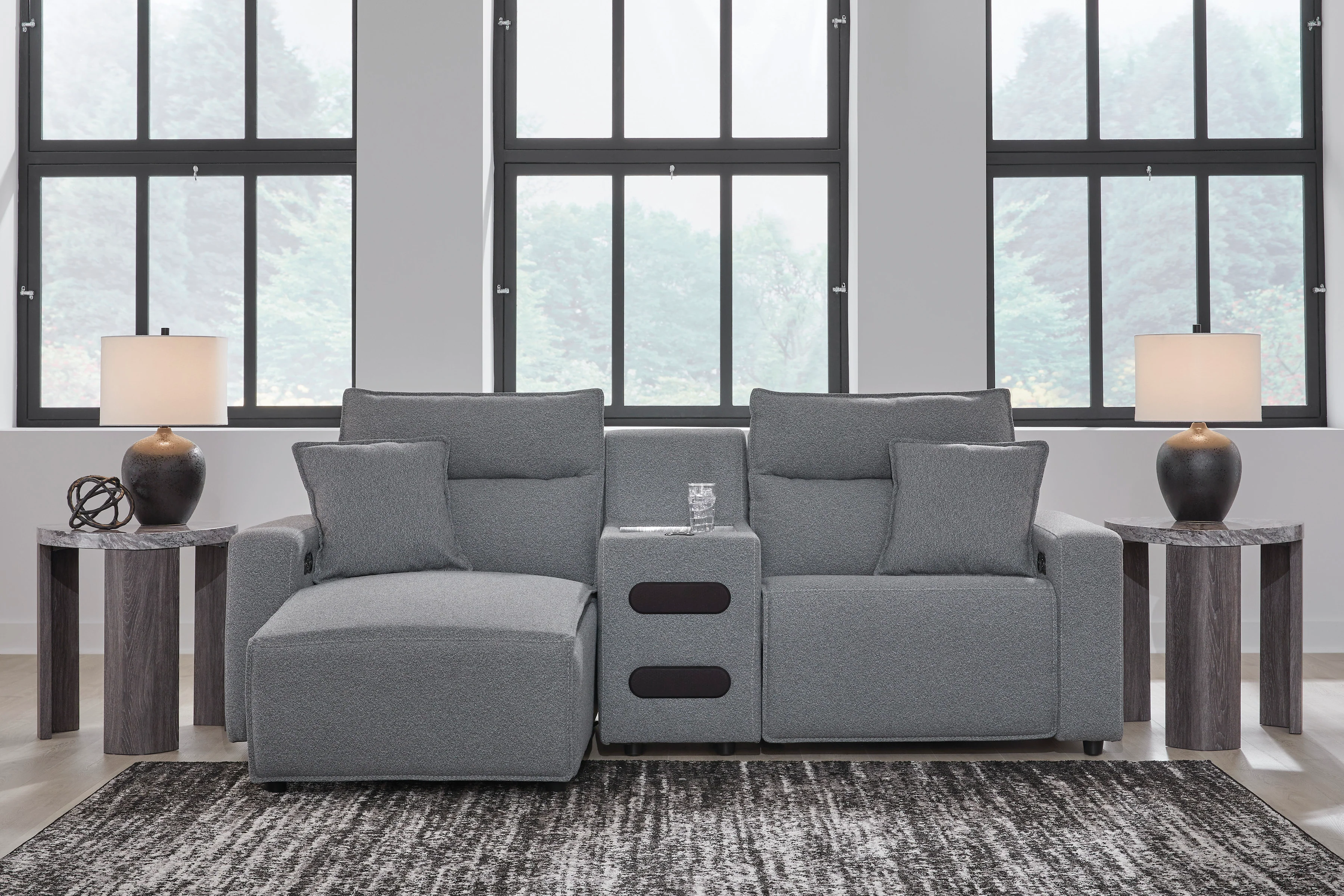 Ashley ModMax II 3-Piece Next-Gen Nuvella™ Performance Fabric Dual Power Reclining Modular Sectional with Chaise and Audio Console - Image 2