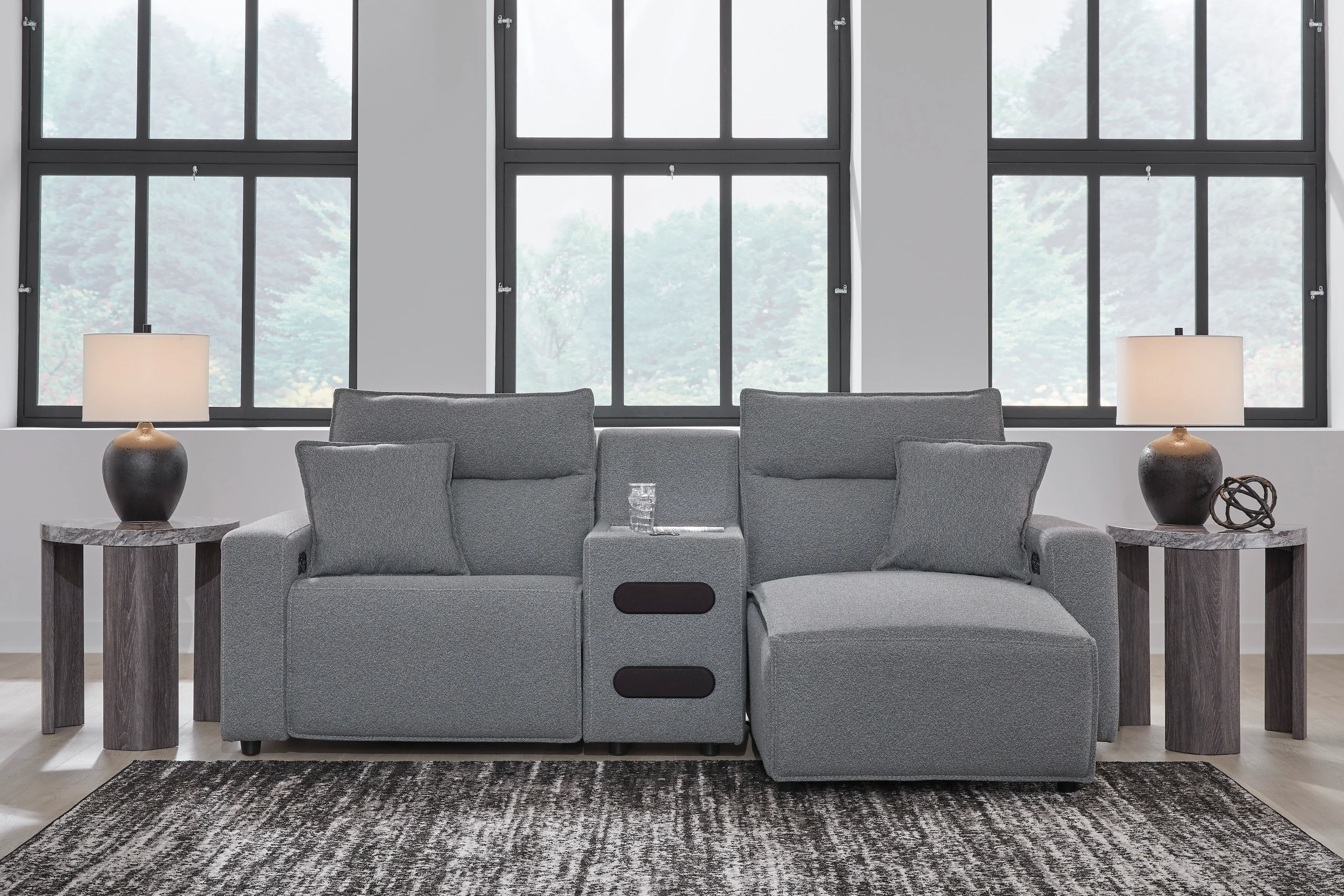 Ashley ModMax II 3-Piece Next-Gen Nuvella™ Performance Fabric Dual Power Reclining Modular Sectional with Chaise and Audio Console - Image 4
