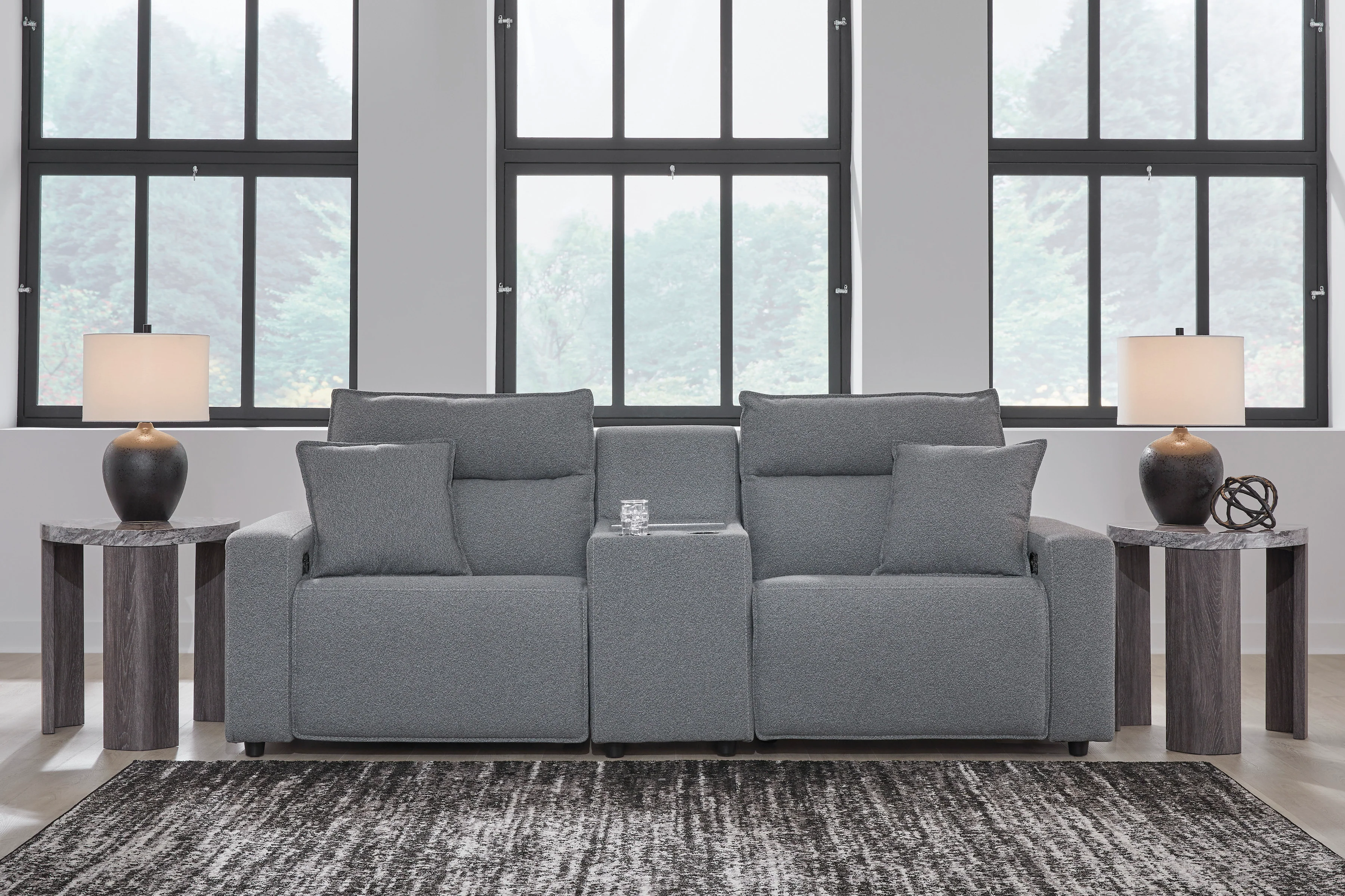 Ashley ModMax II 3-Piece Next-Gen Nuvella™ Performance Fabric Dual Power Reclining Modular Loveseat with Console - Image 2