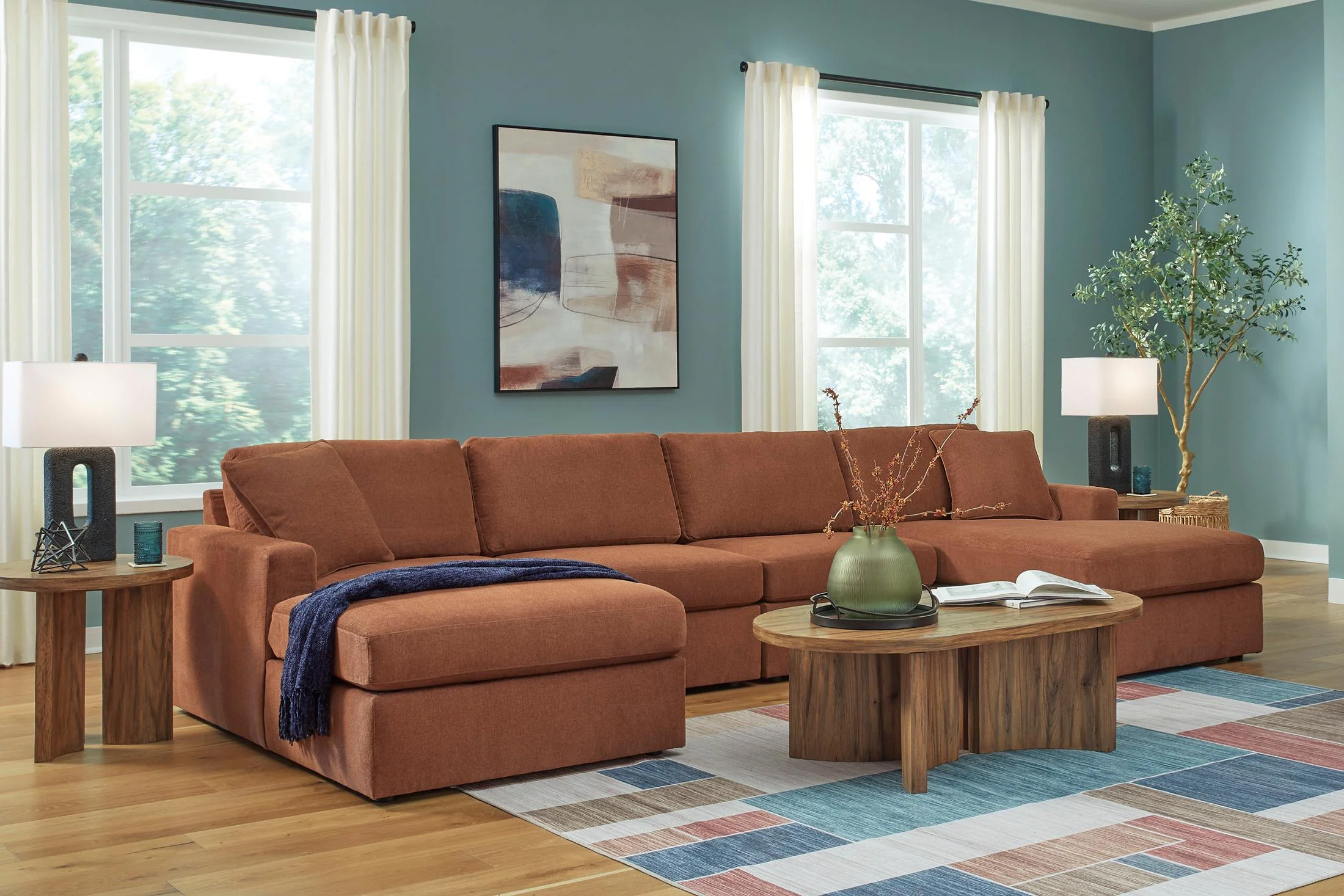 Ashley Modmax 4-Piece Modular Next-Gen Nuvella™ Performance Fabric Double Chaise Sectional - Image 2