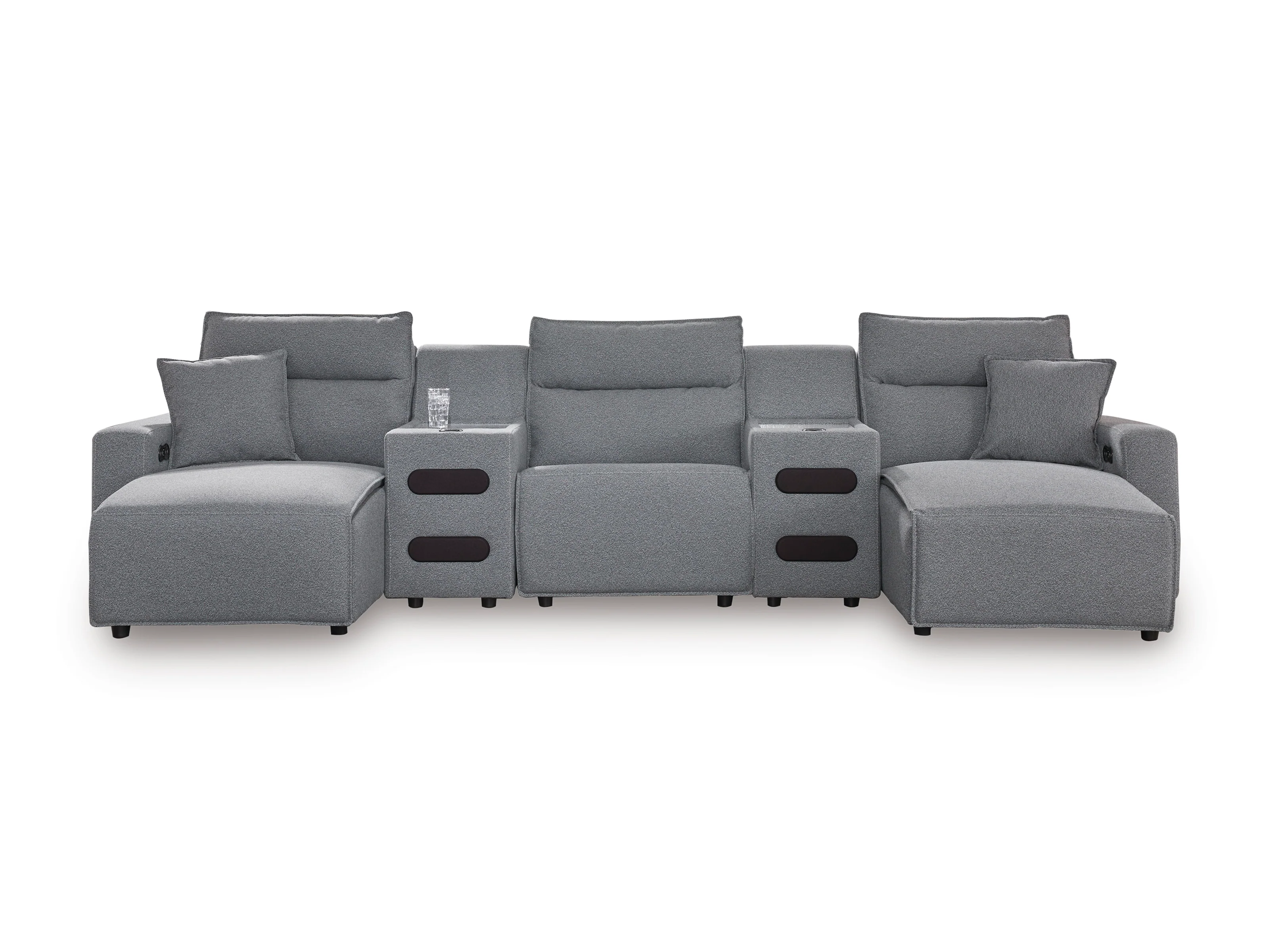 Ashley ModMax II 5-Piece Next-Gen Nuvella™ Performance Fabric Dual Power Reclining Modular Sectional with Double Chaise and Audio Consoles