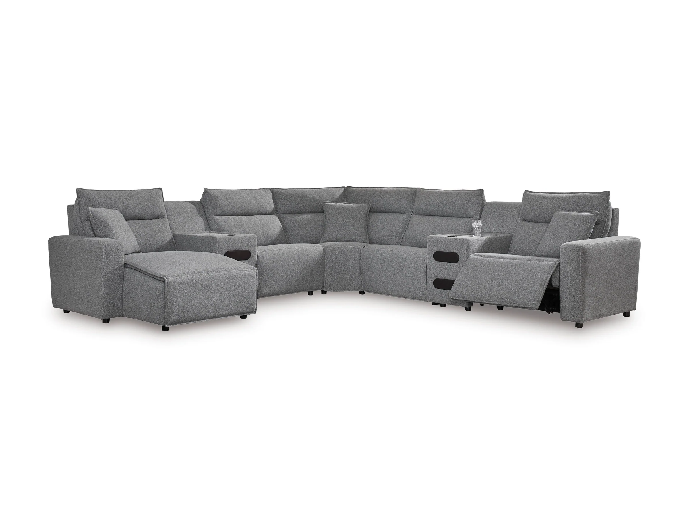 Ashley ModMax II 7-Piece Next-Gen Nuvella™ Performance Fabric Dual Power Reclining Modular Sectional with Chaise and Audio Consoles - Image 3