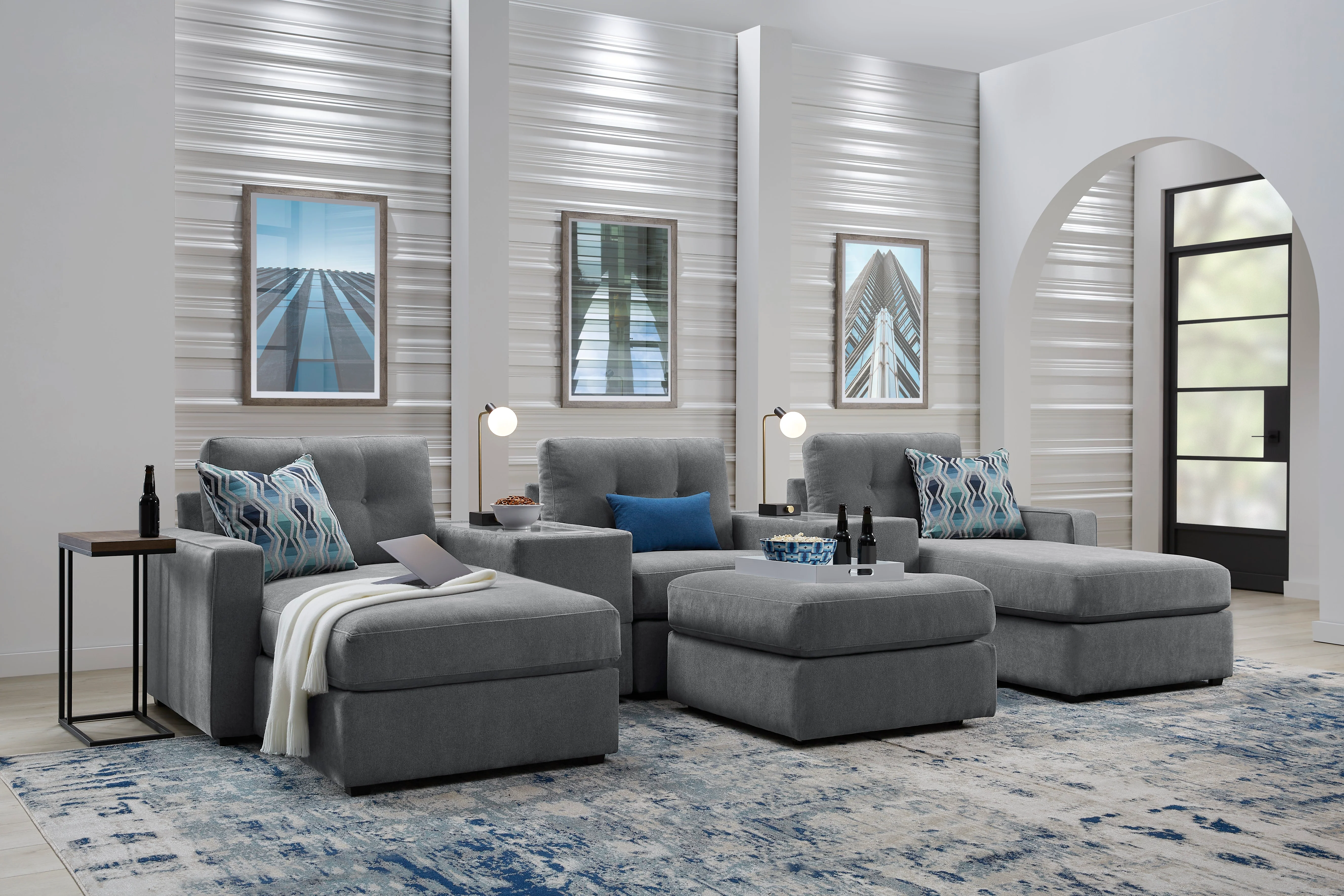 Modular One 5-Piece Dual Chaise Sectional with E-Console - Image 2