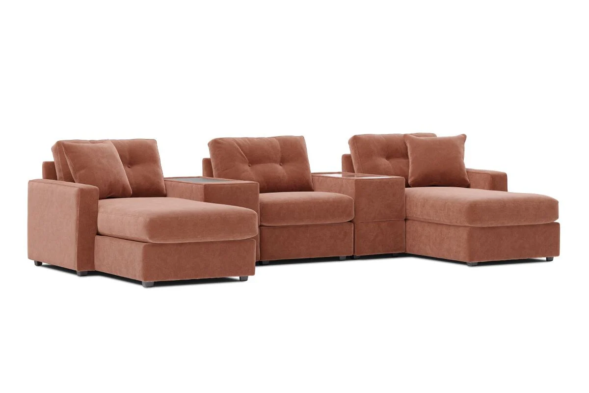 Modular One 5-Piece Sectional with Dual Chaise - Cantaloupe - Image 3