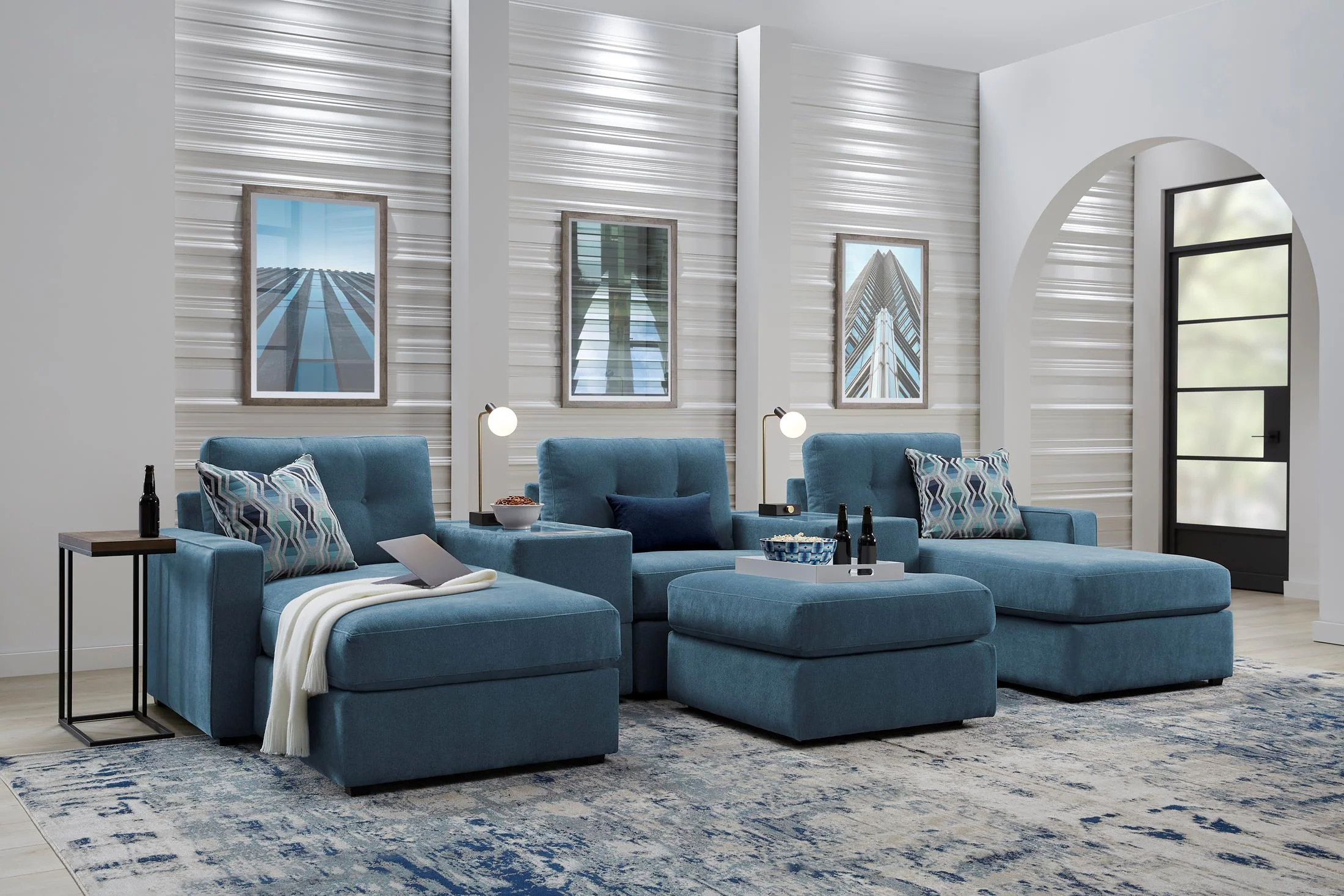 Modular One 5-Piece Theater Sectional - Teal - Image 5