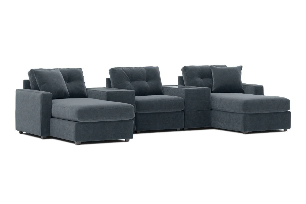 Modular One 5-Piece Theater Sectional with Dual Chaise - Navy - Image 2
