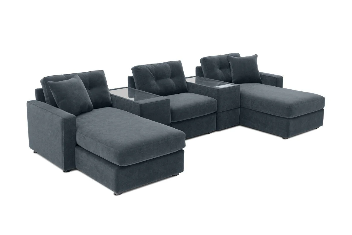 Modular One 5-Piece Theater Sectional with Dual Chaise - Navy - Image 3